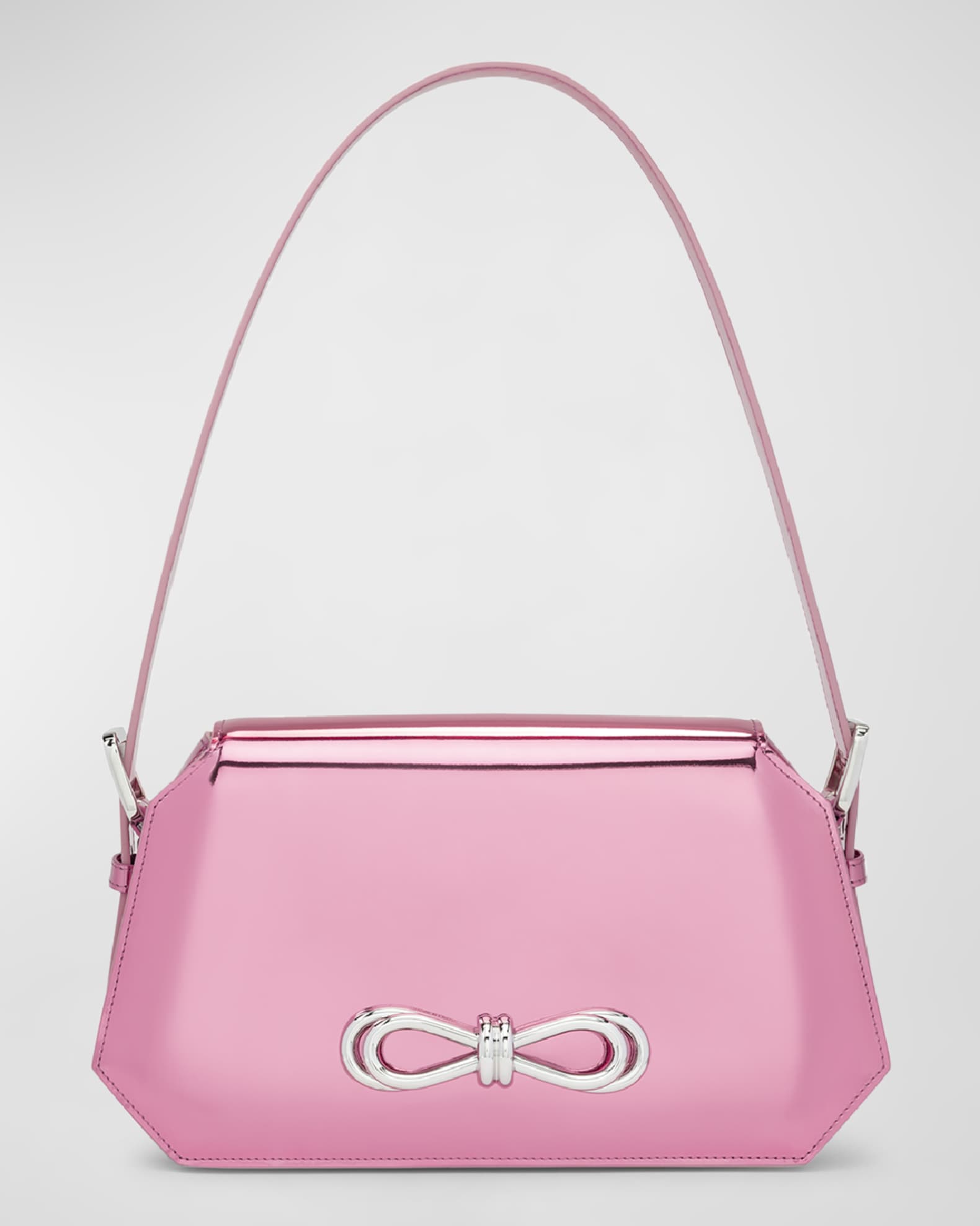 Bow Metallic Leather Shoulder Bag
