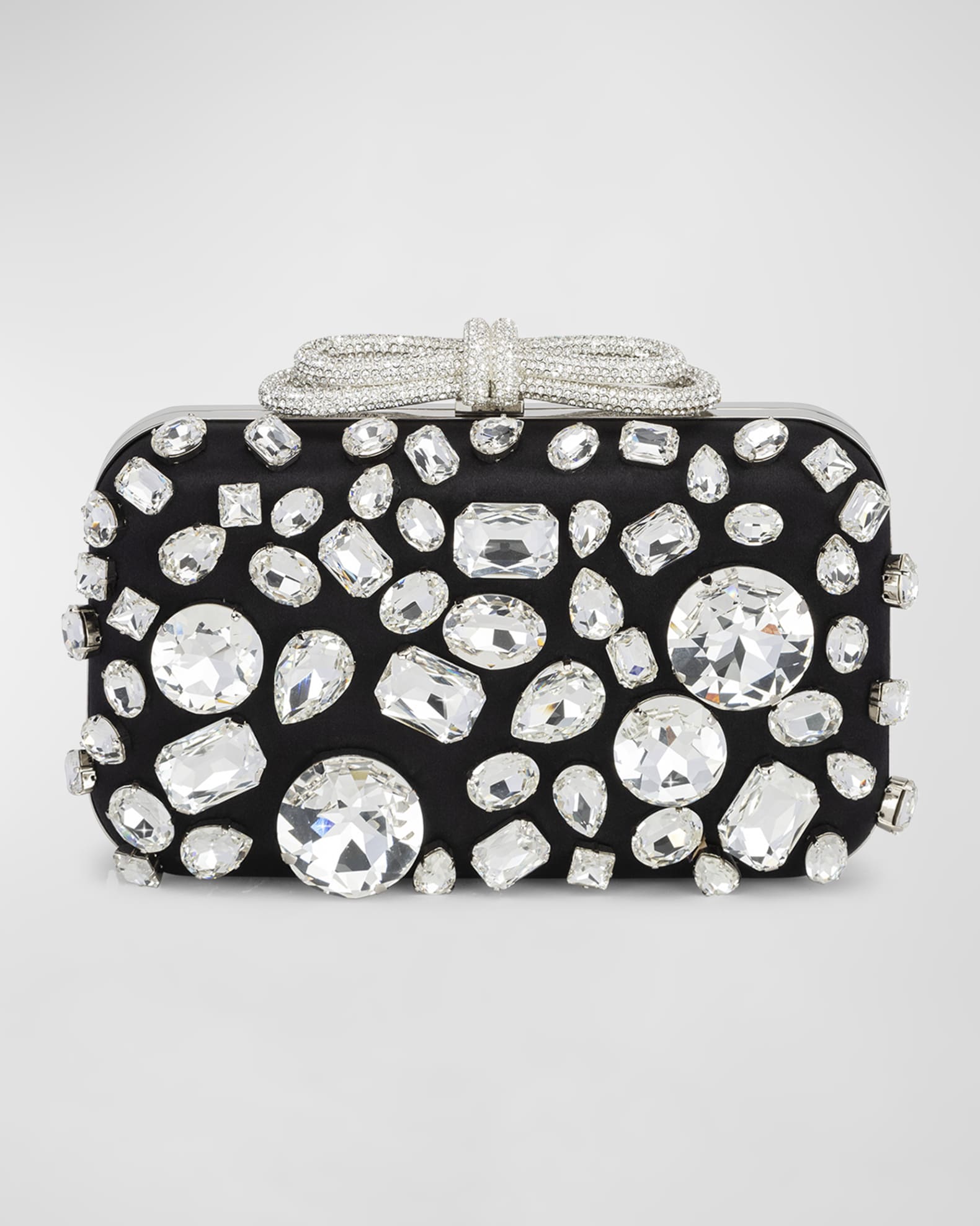 Bow Strass Satin Clutch Bag 0