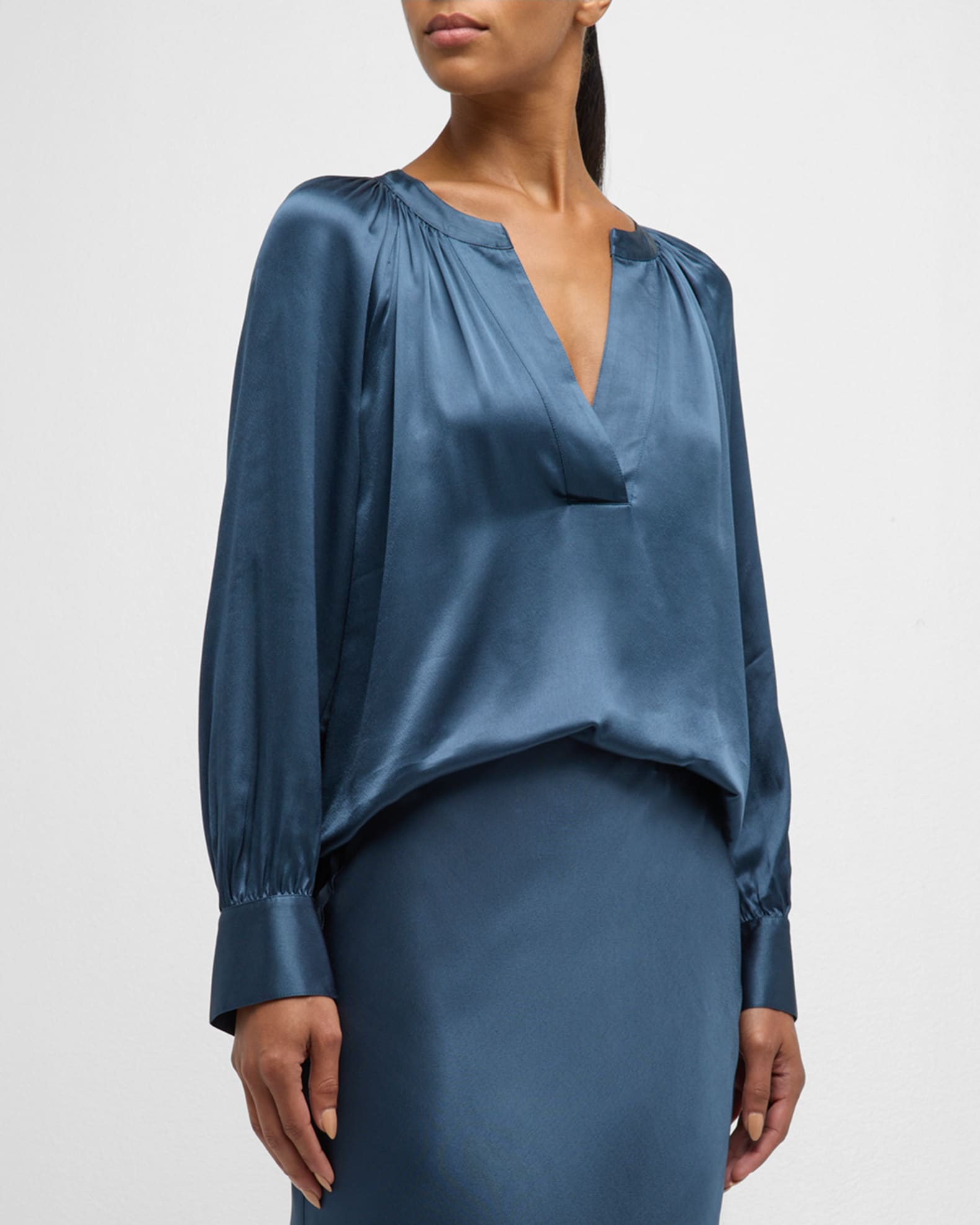 V Neck Satin Blouse, Sleeveless  Yellow Bird