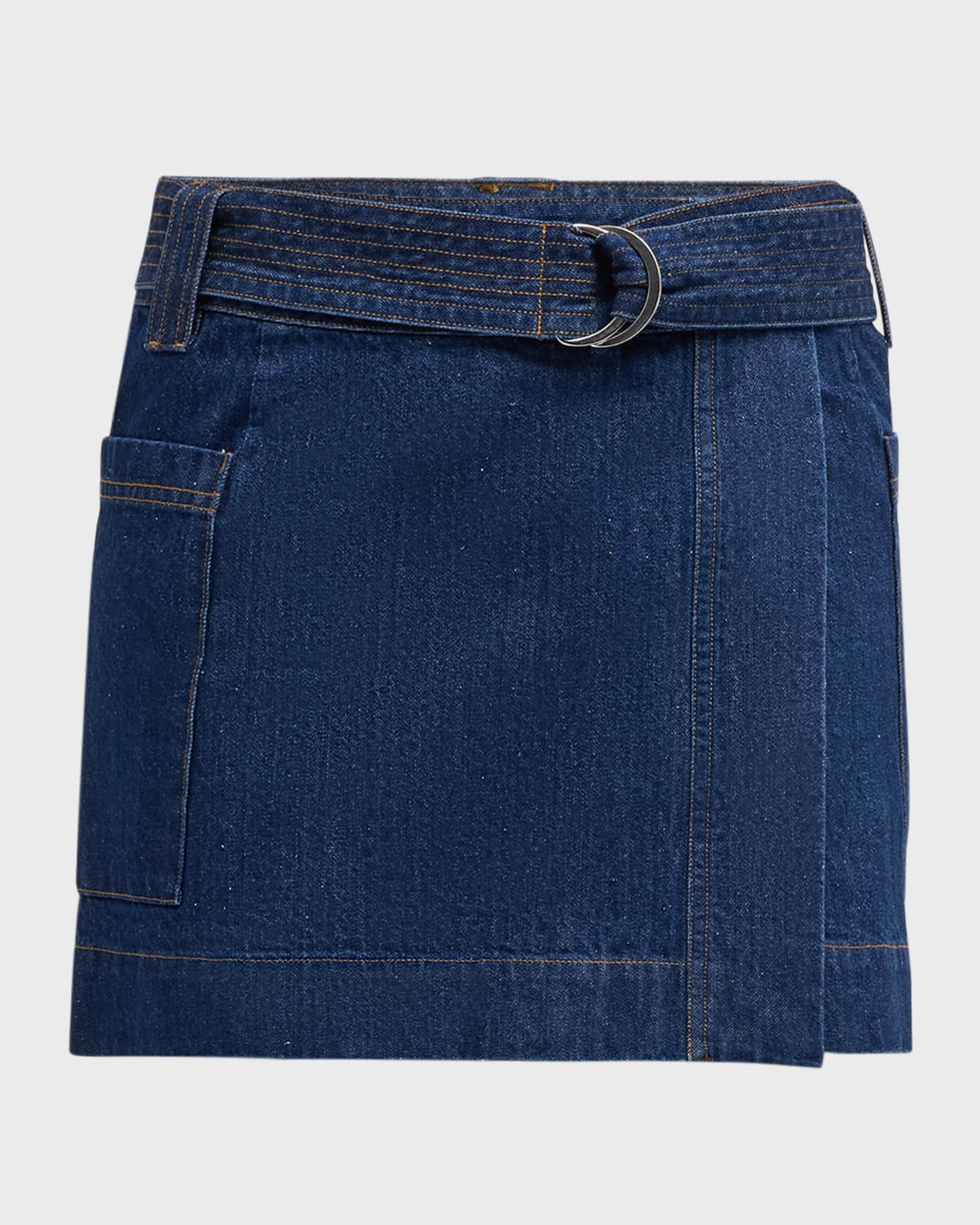 Mini Straight Denim Skirt With Belt main image 1