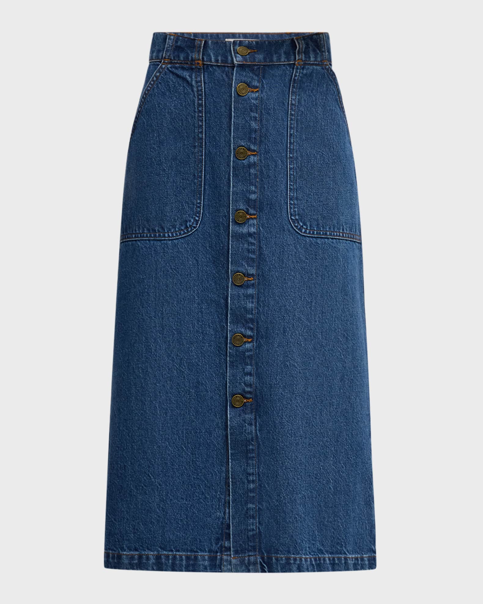 Modern Pocket Denim Midi Skirt 0