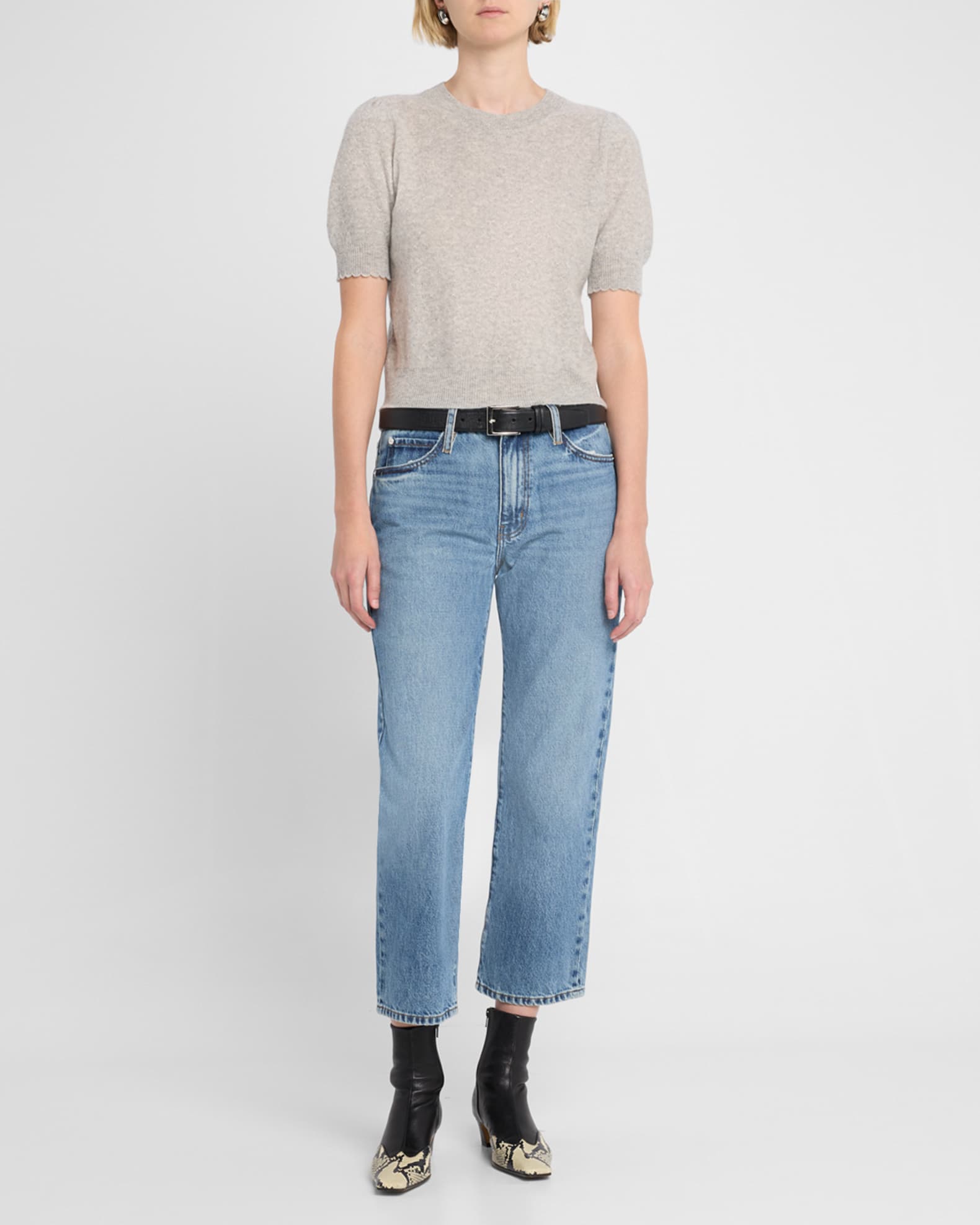 Cashmere Puff-Sleeve Sweater 1