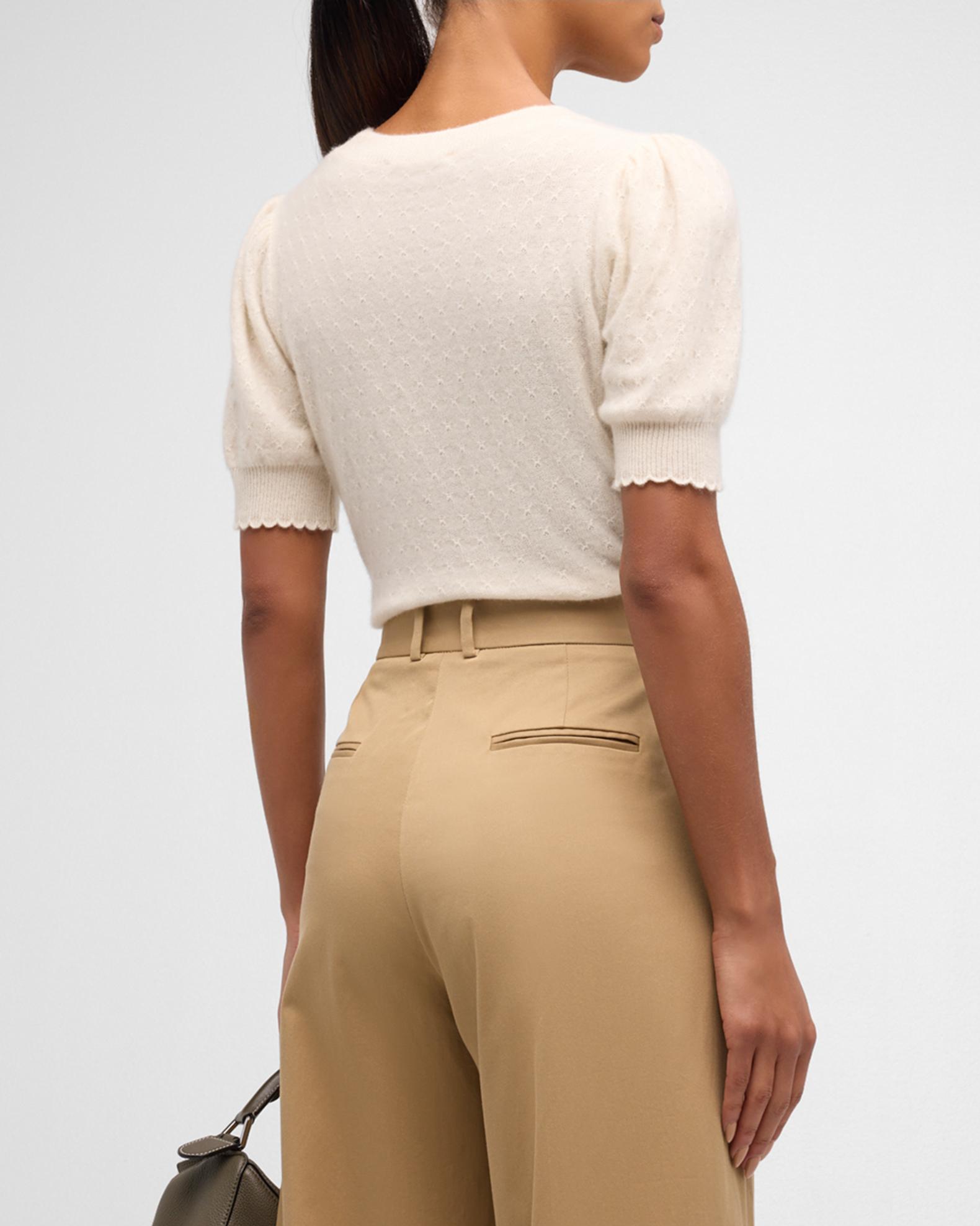 FRAME Cashmere Puff-Sleeve Sweater | Neiman Marcus