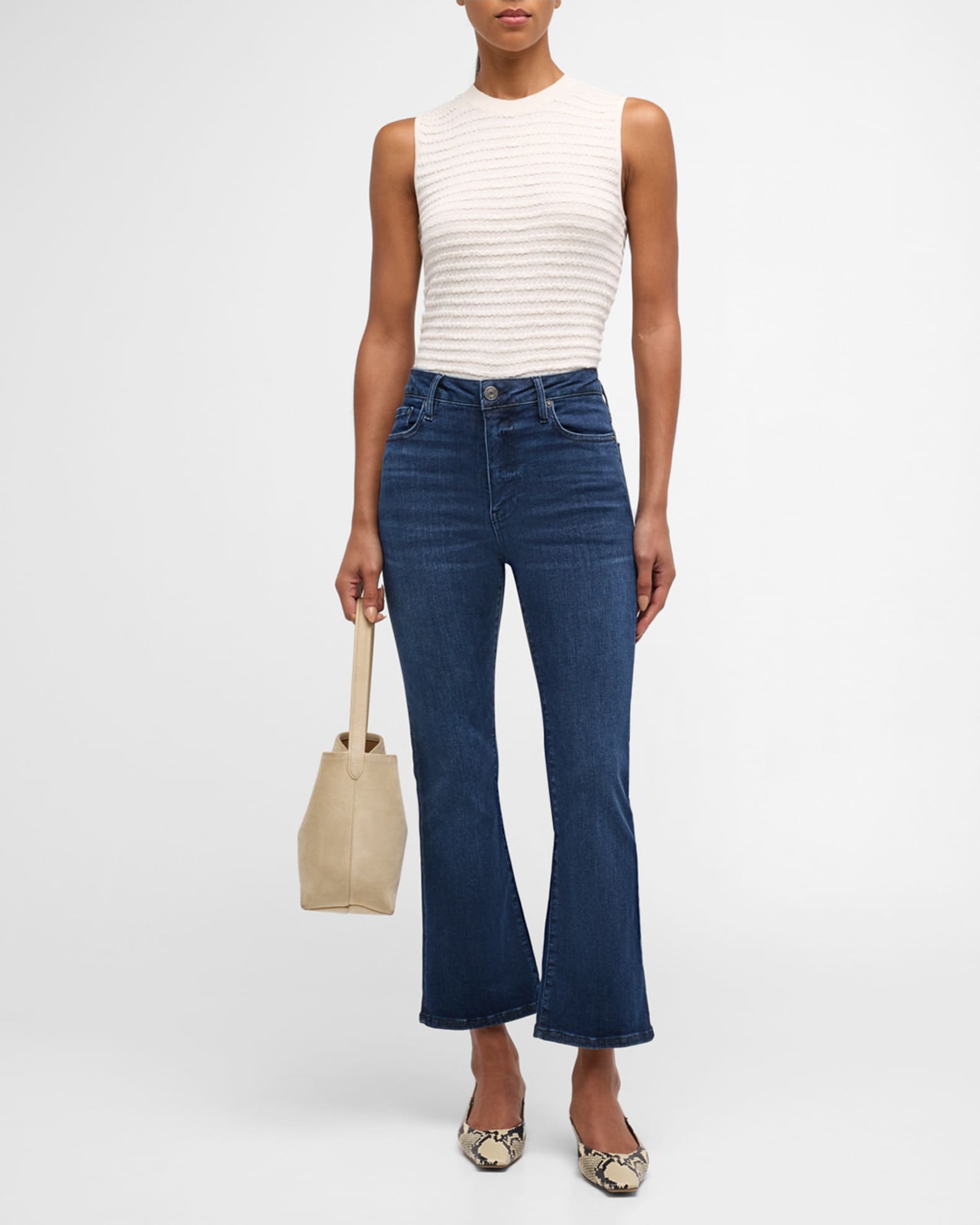 Smocked Sleeveless Crewneck Top 1