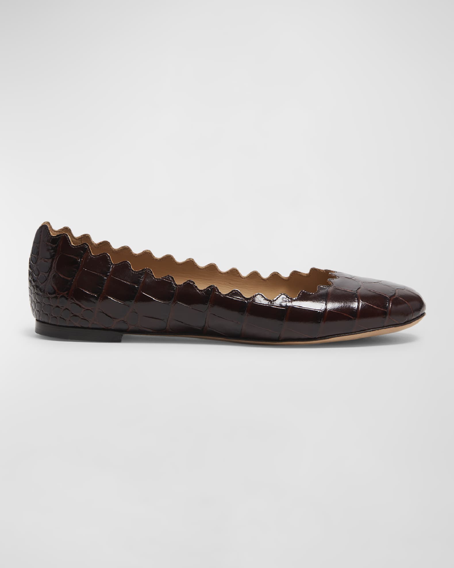 Lauren Scalloped Croco Ballerina Flats