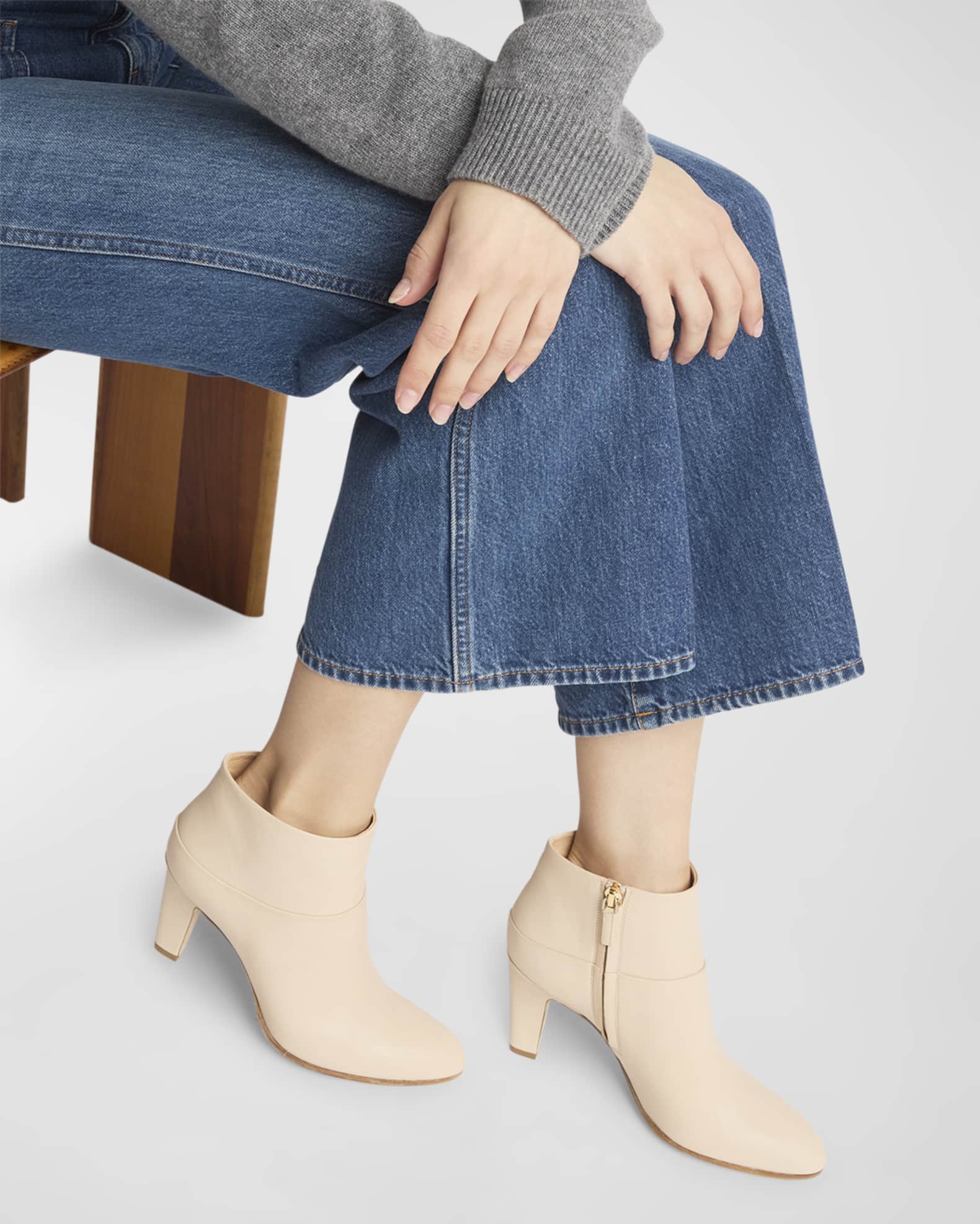 Eve Leather Zip Ankle Booties 1