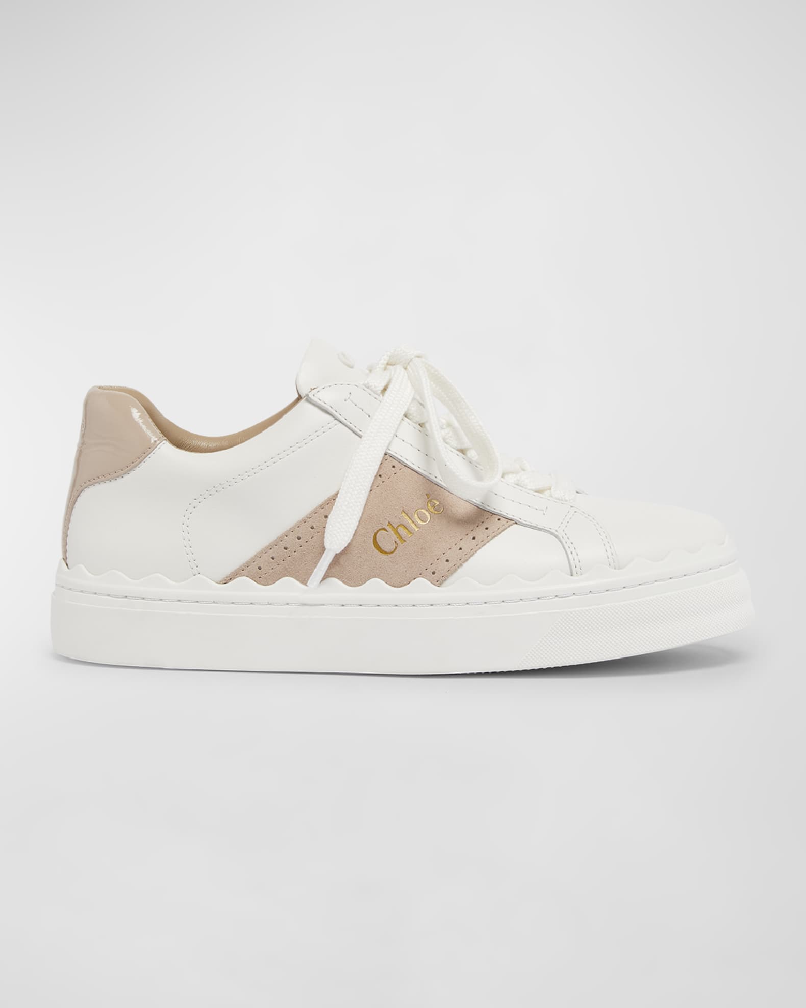 Lauren Mixed Leather Low Top Sneakers