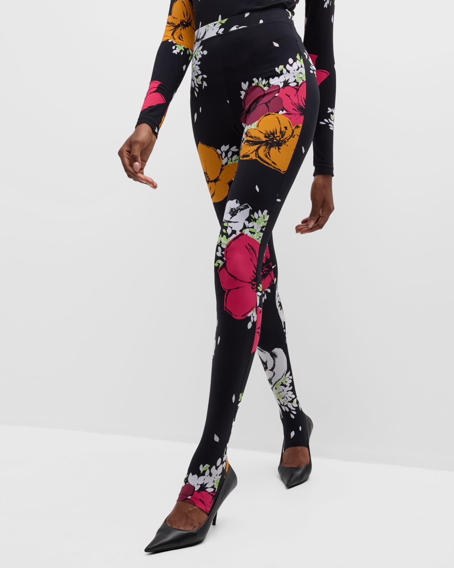 Moschino Jeans Floral Print Leggings Neiman Marcus