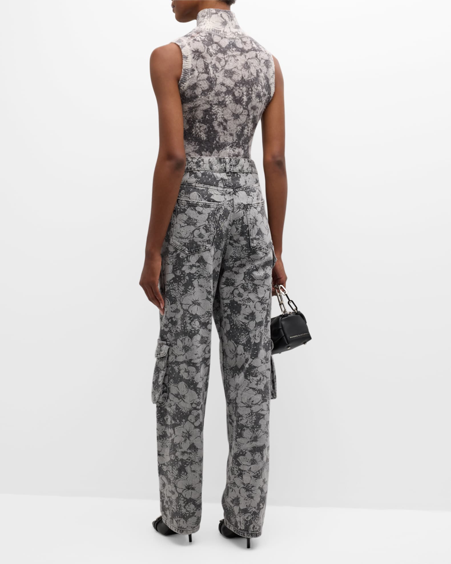 Floral sleeveless turtleneck top sales