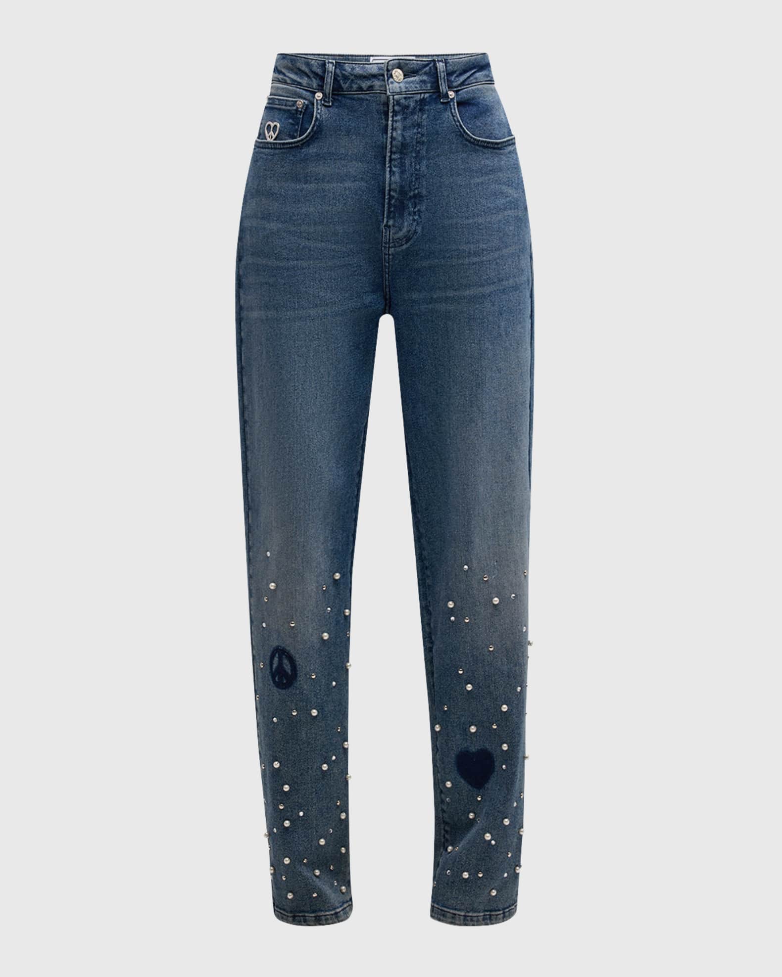 Pearl-Embellished Jeans 0