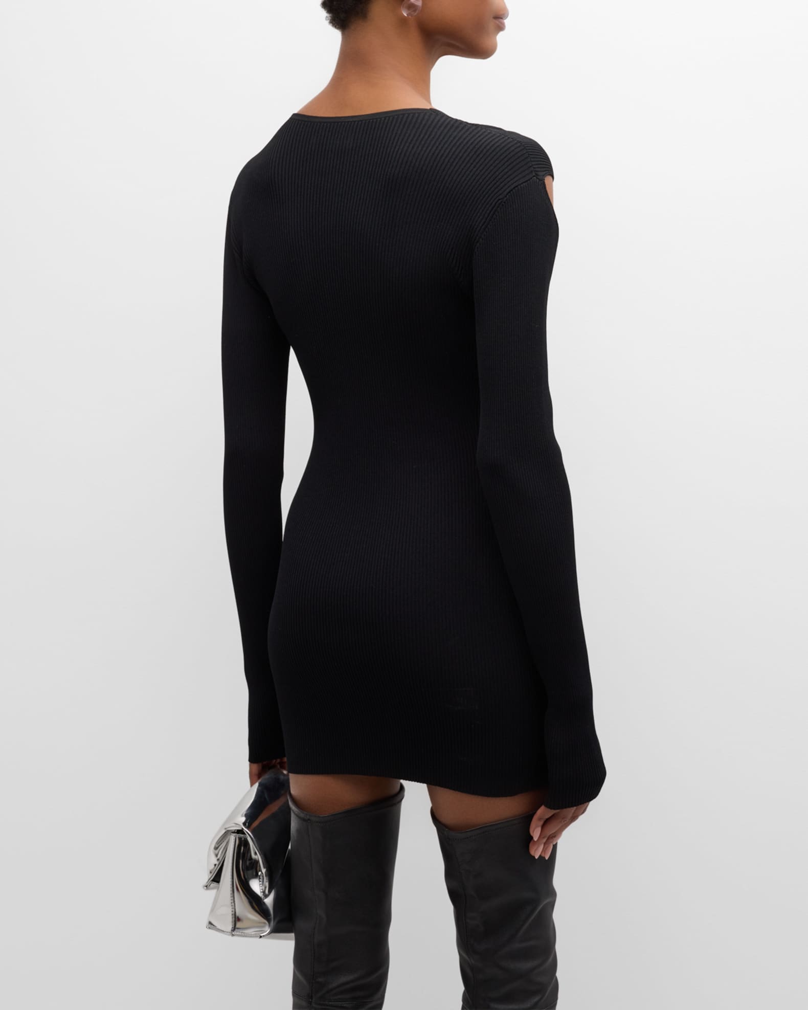Moschino Jeans Long-Sleeve Pearl Mini Dress | Neiman Marcus