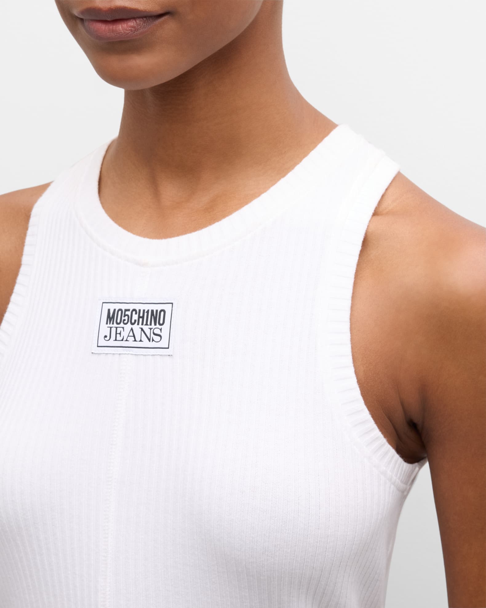 Moschino Jeans Signature Ribbed Logo Tank Top | Neiman Marcus Moschino Jeans Signature Ribbed Logo Tank Top | Neiman Marcus