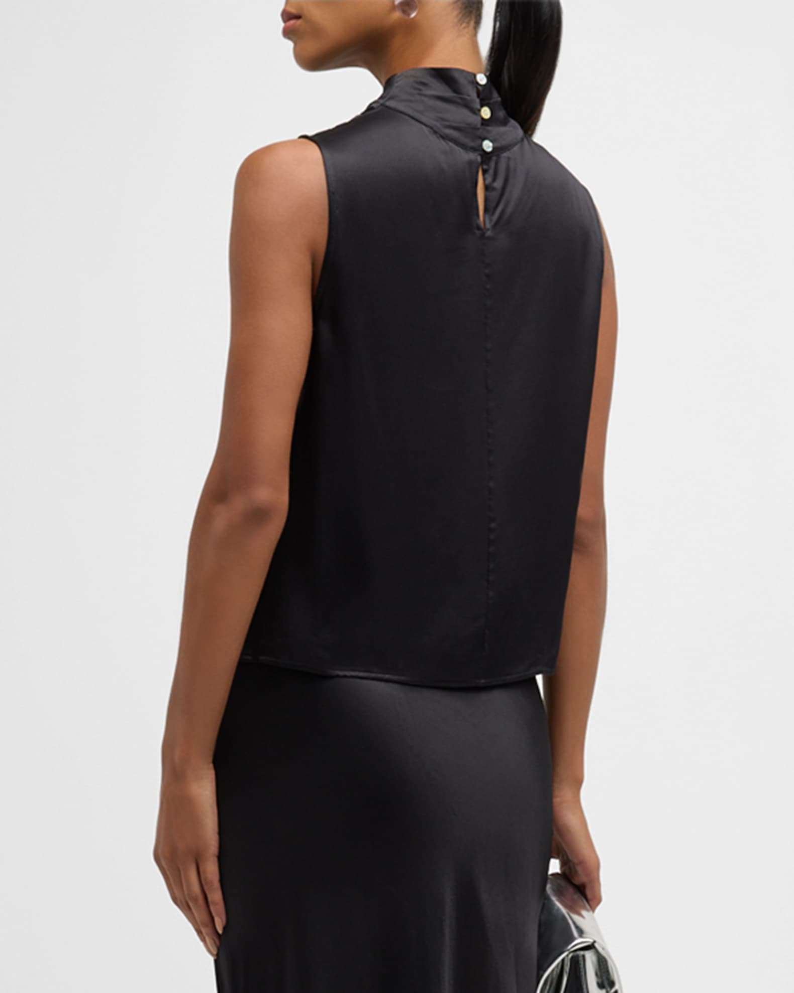Rails Kaleen Satin Sleeveless Top - Ivory