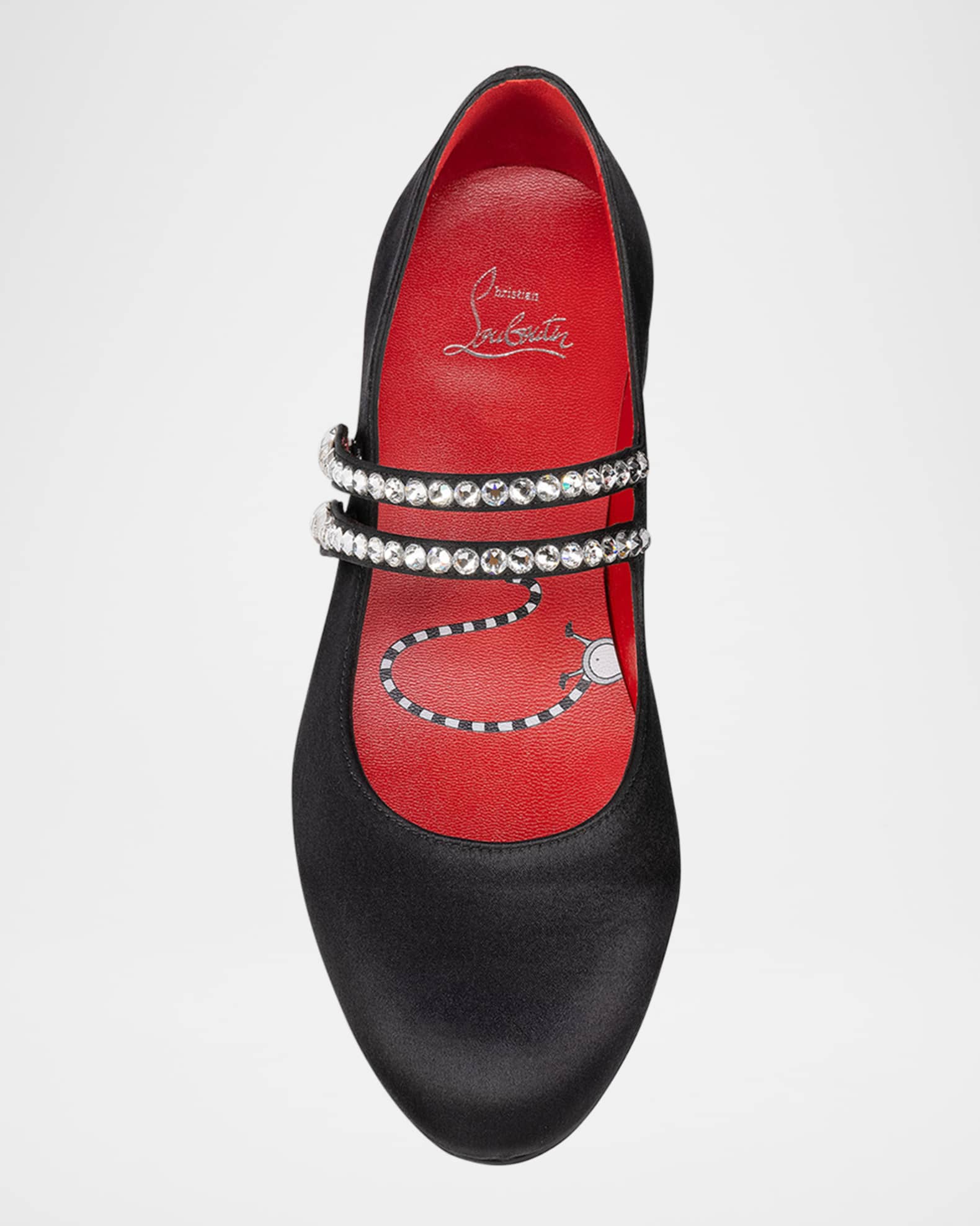 Christian Louboutin Girl s Jane Fille Strass Ballerina Flats Toddlers Kids Blacklin Loubi