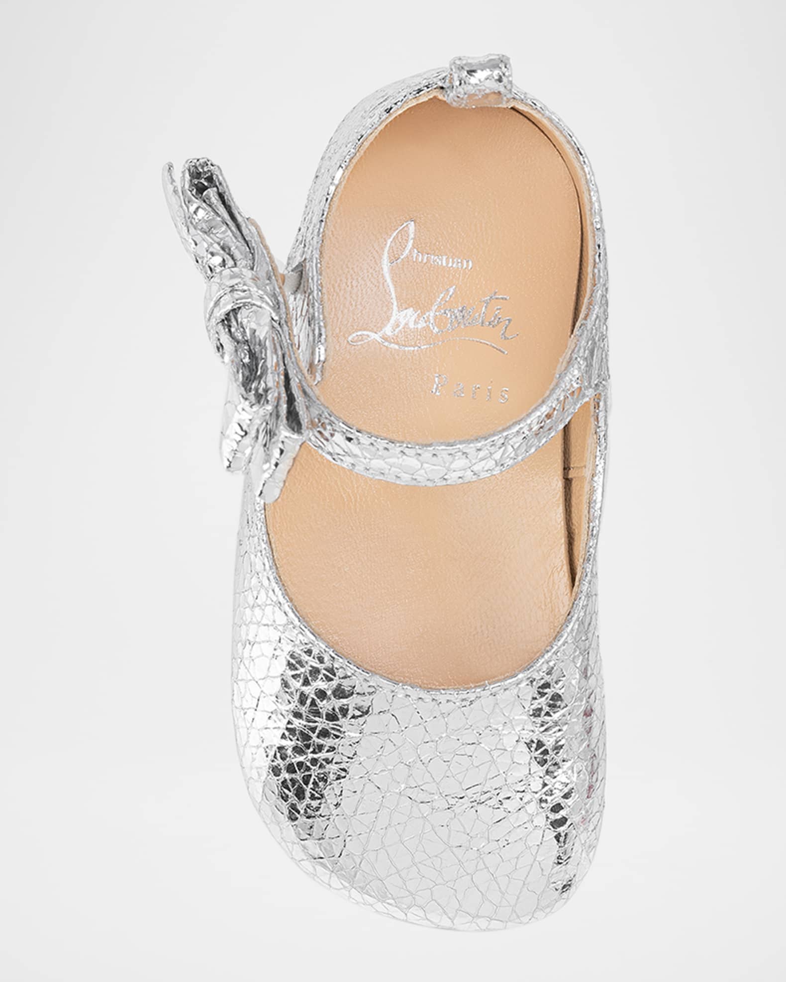 Christian Louboutin Girl s Lou Specchio Leather Bow Ballet Flats Baby Neiman Marcus
