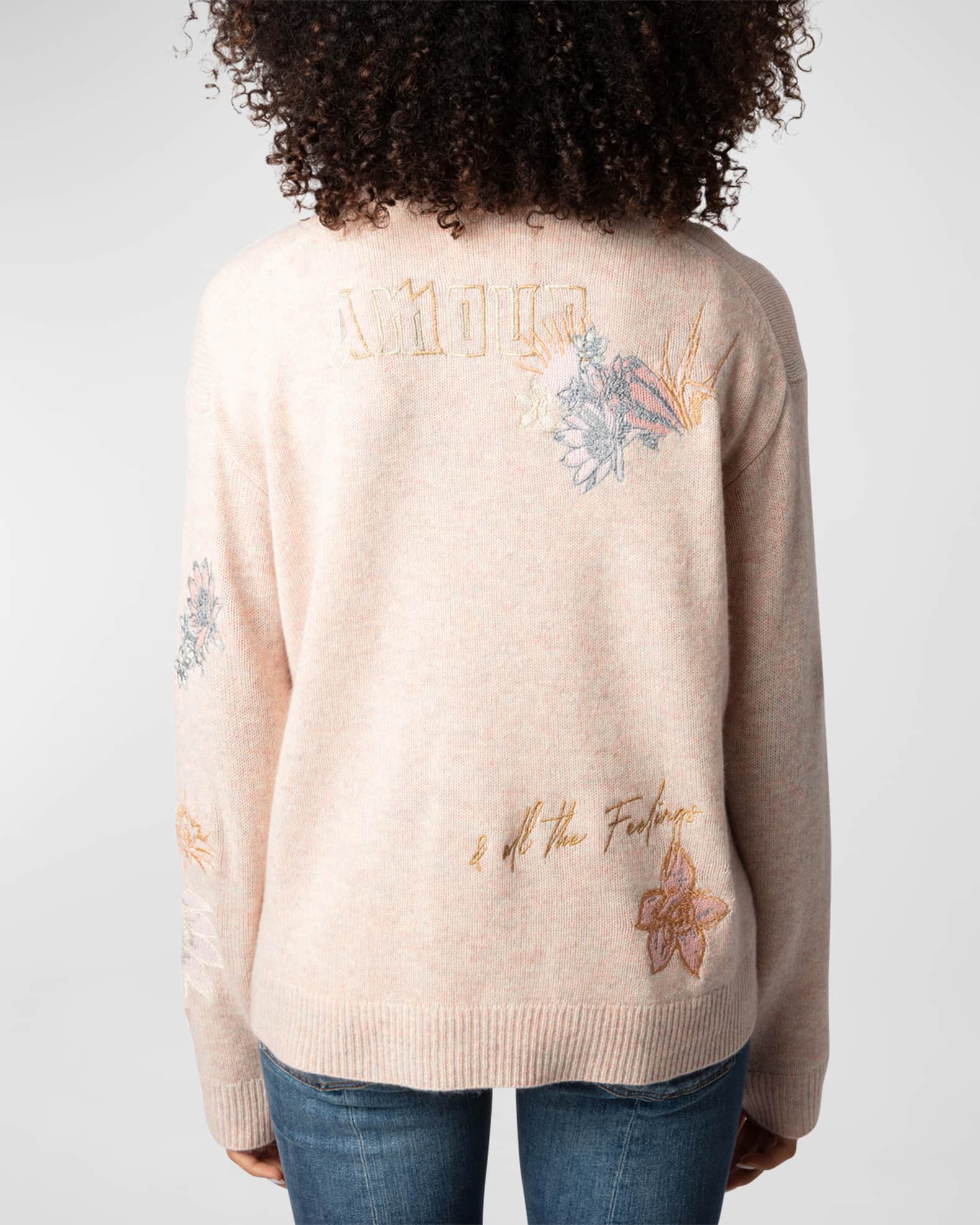 Embroidered cashmere sweater discount