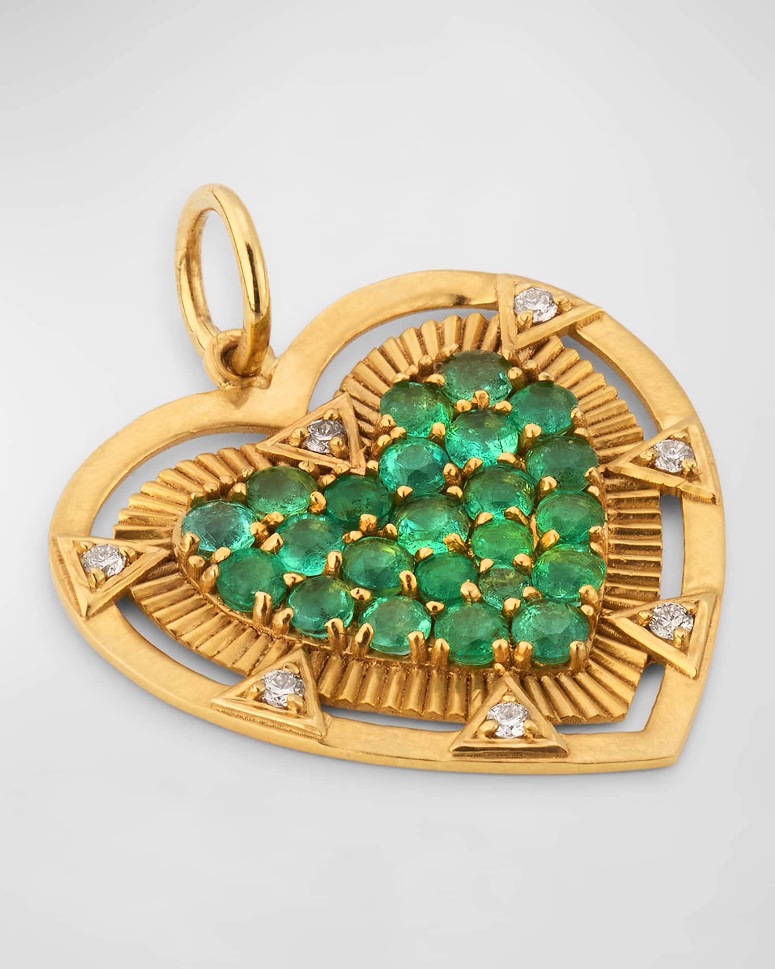 14k Yellow Gold Emerald Heart Charm 1