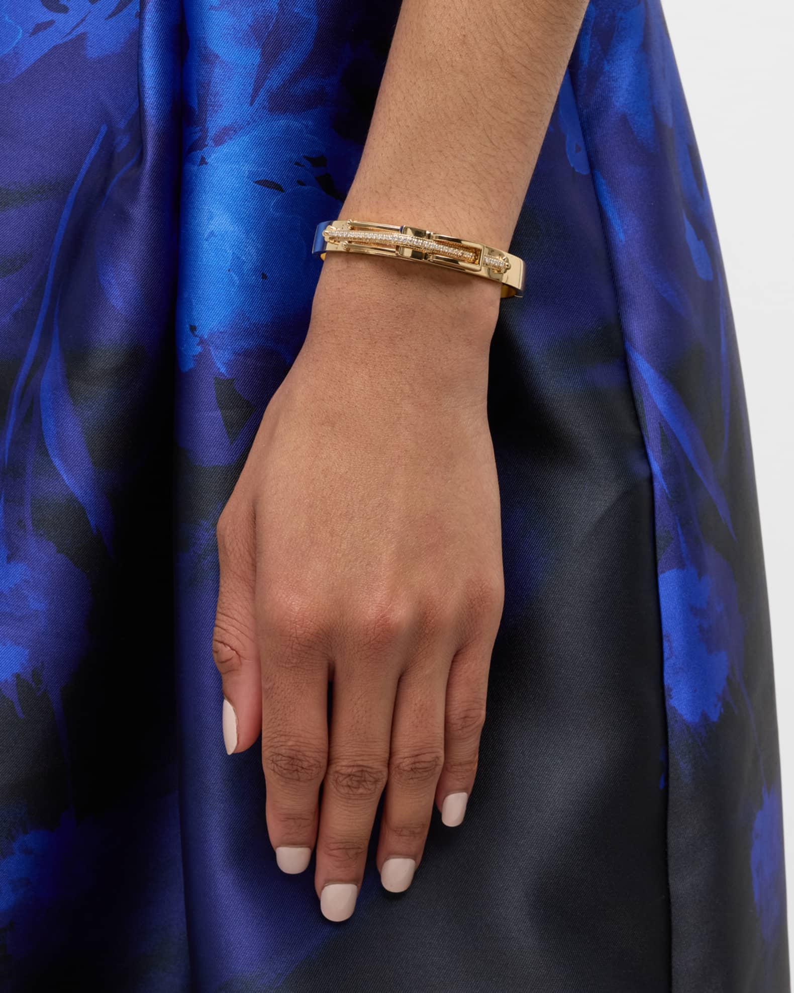 14K Yellow Gold Diamond Buckle Bracelet, Medium 1