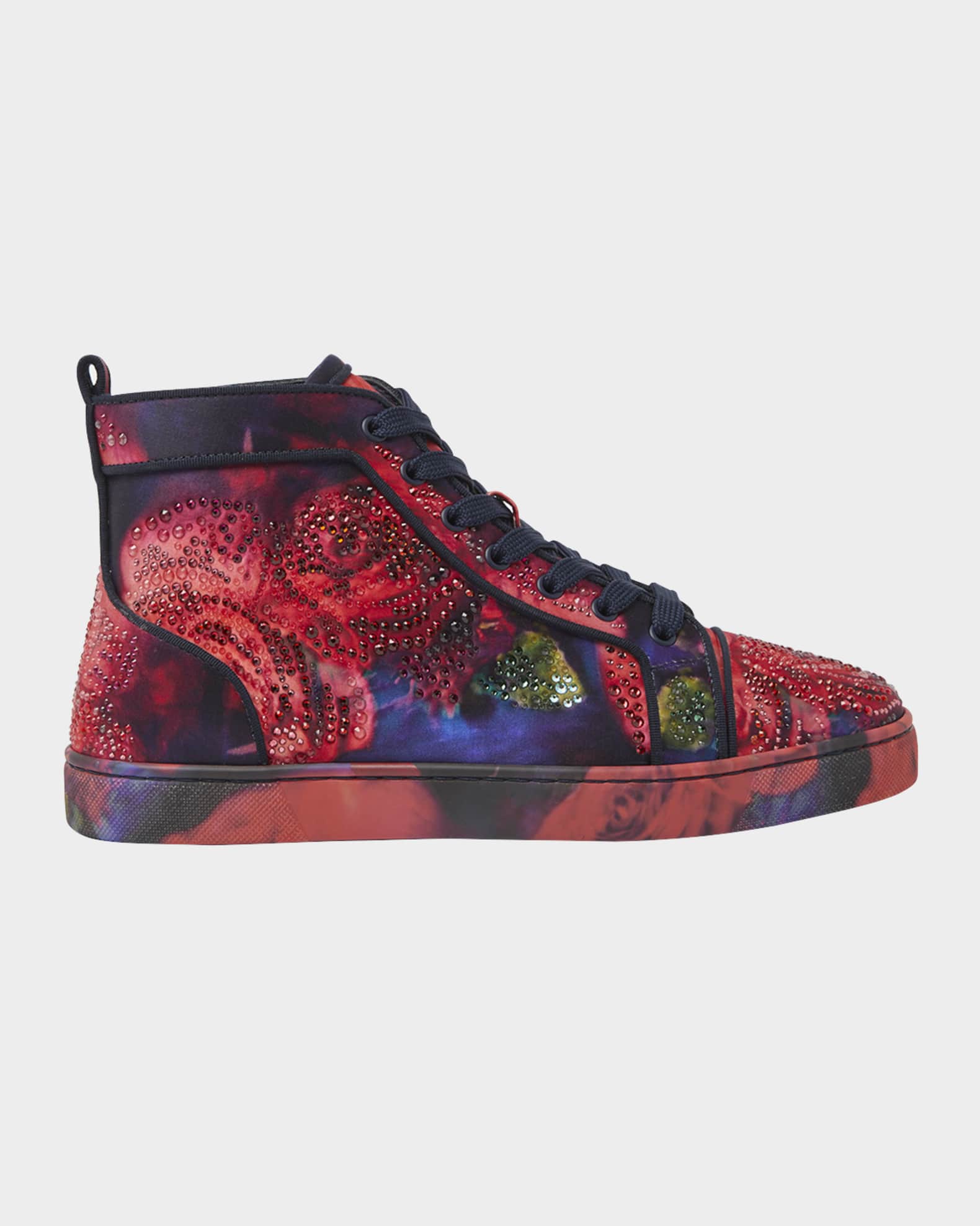 Christian Louboutin Men s Louis Roses High Top Sneakers Neiman Marcus
