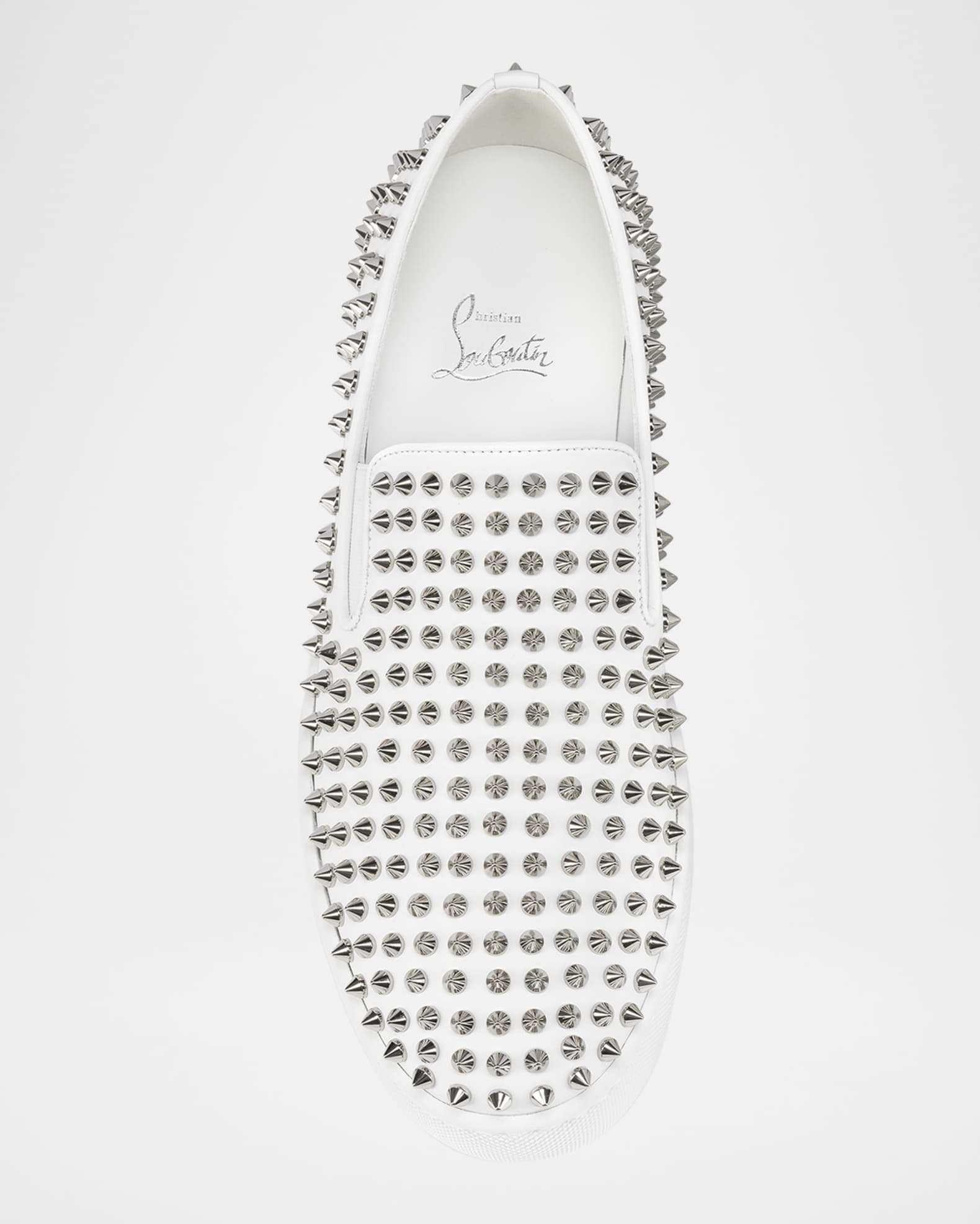 Christian Louboutin Men's Spikeboat Leather Slip-On Sneakers