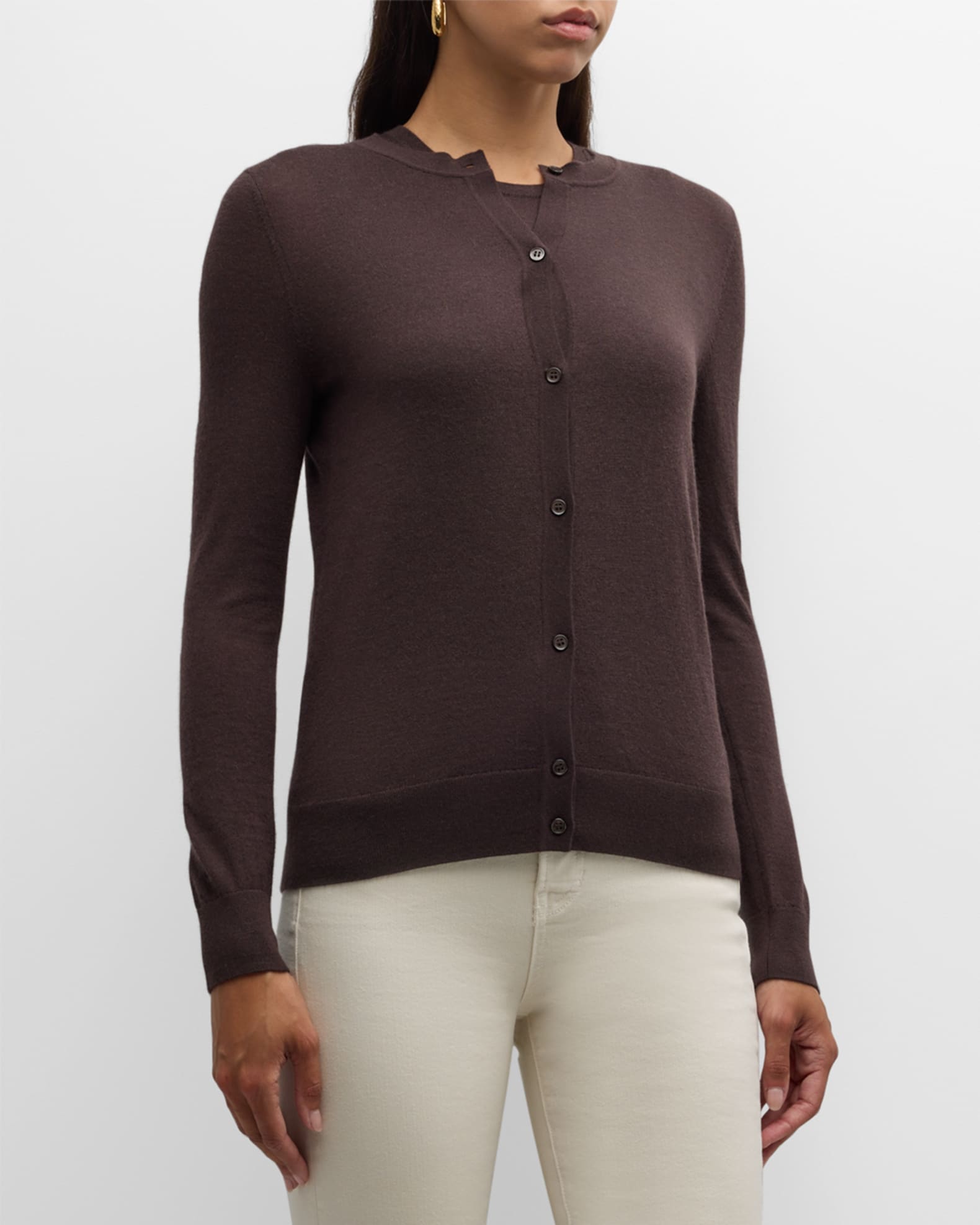 Neiman Marcus Cashmere Collection Cashmere Crewneck Cardigan Neiman Marcus