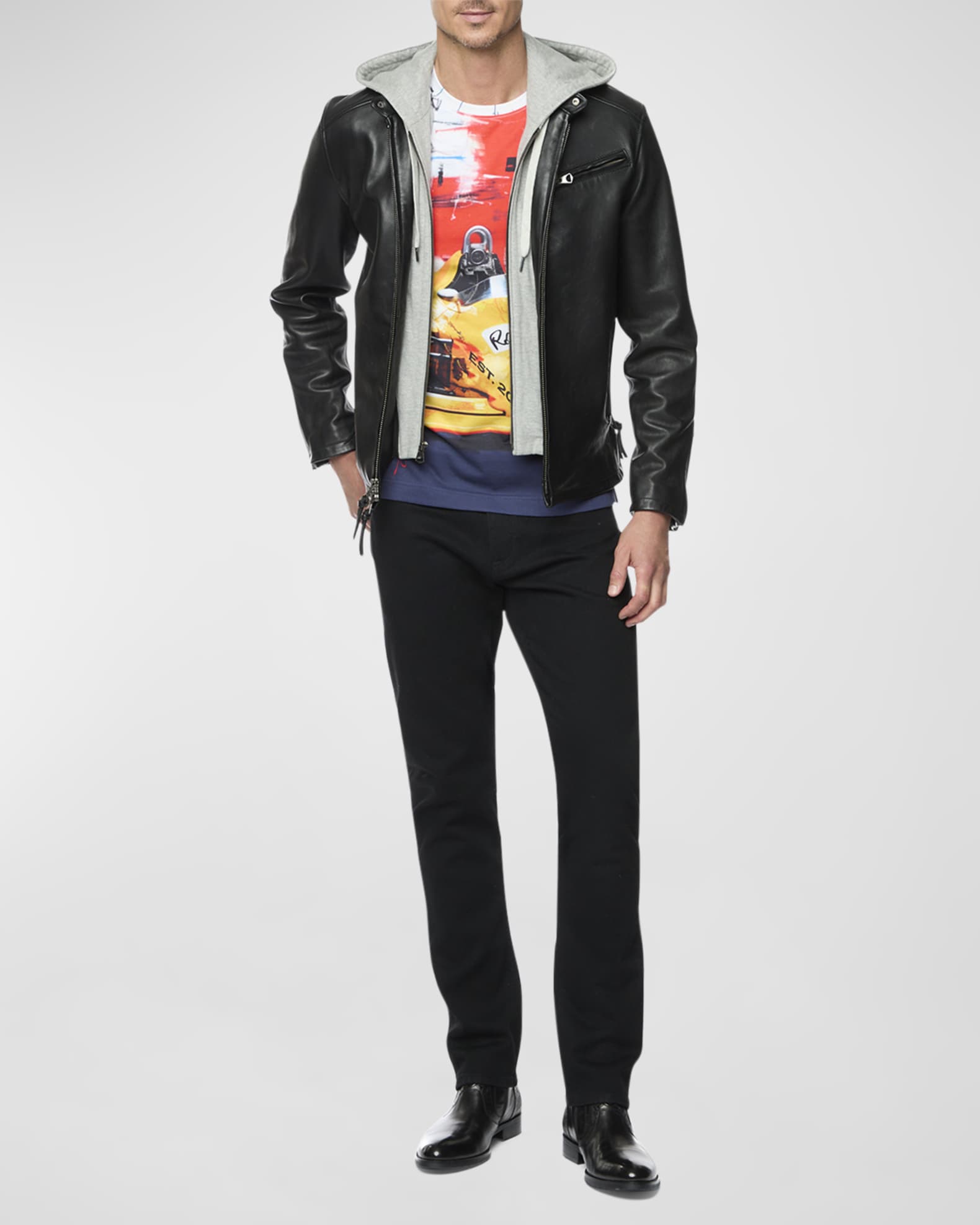 Robert Graham Men s Leather Moto Jacket Neiman Marcus