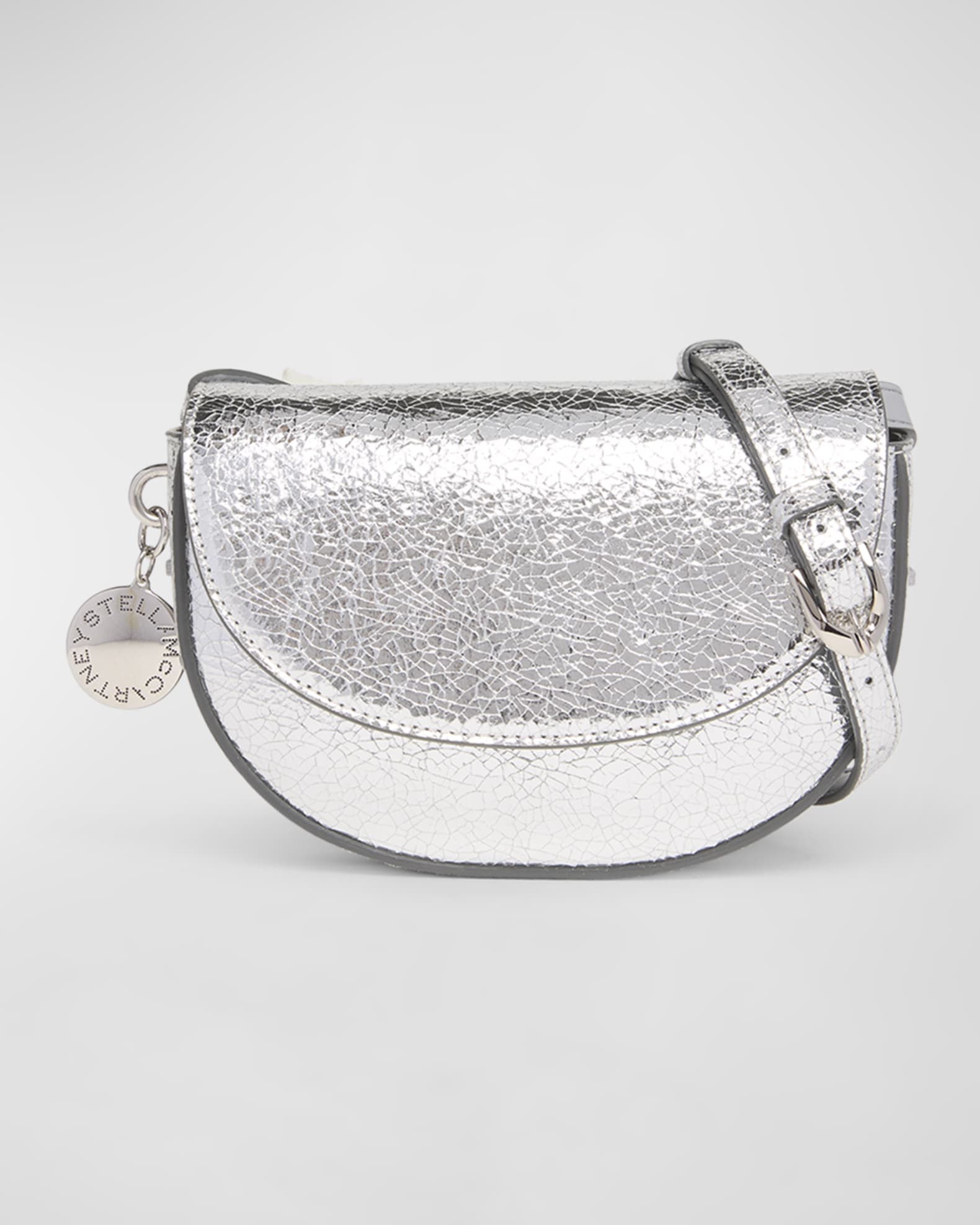 Stella McCartney Frayme Crackled Metallic Alt Leather Medium Flap Shoulder Bag Neiman Marcus