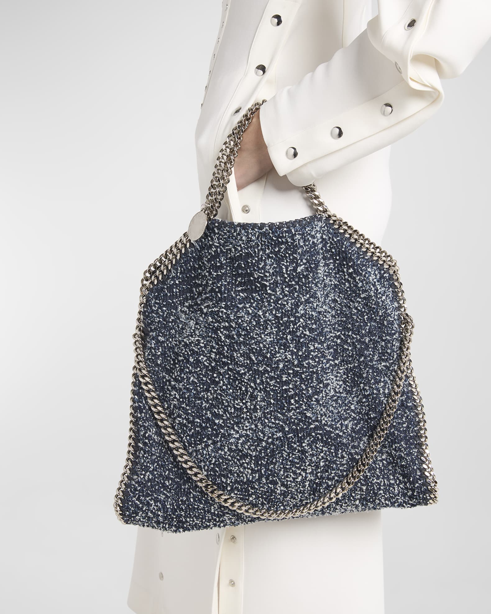 Stella McCartney Falabella Chain Eco Denim Tweed Tote Bag Neiman Marcus