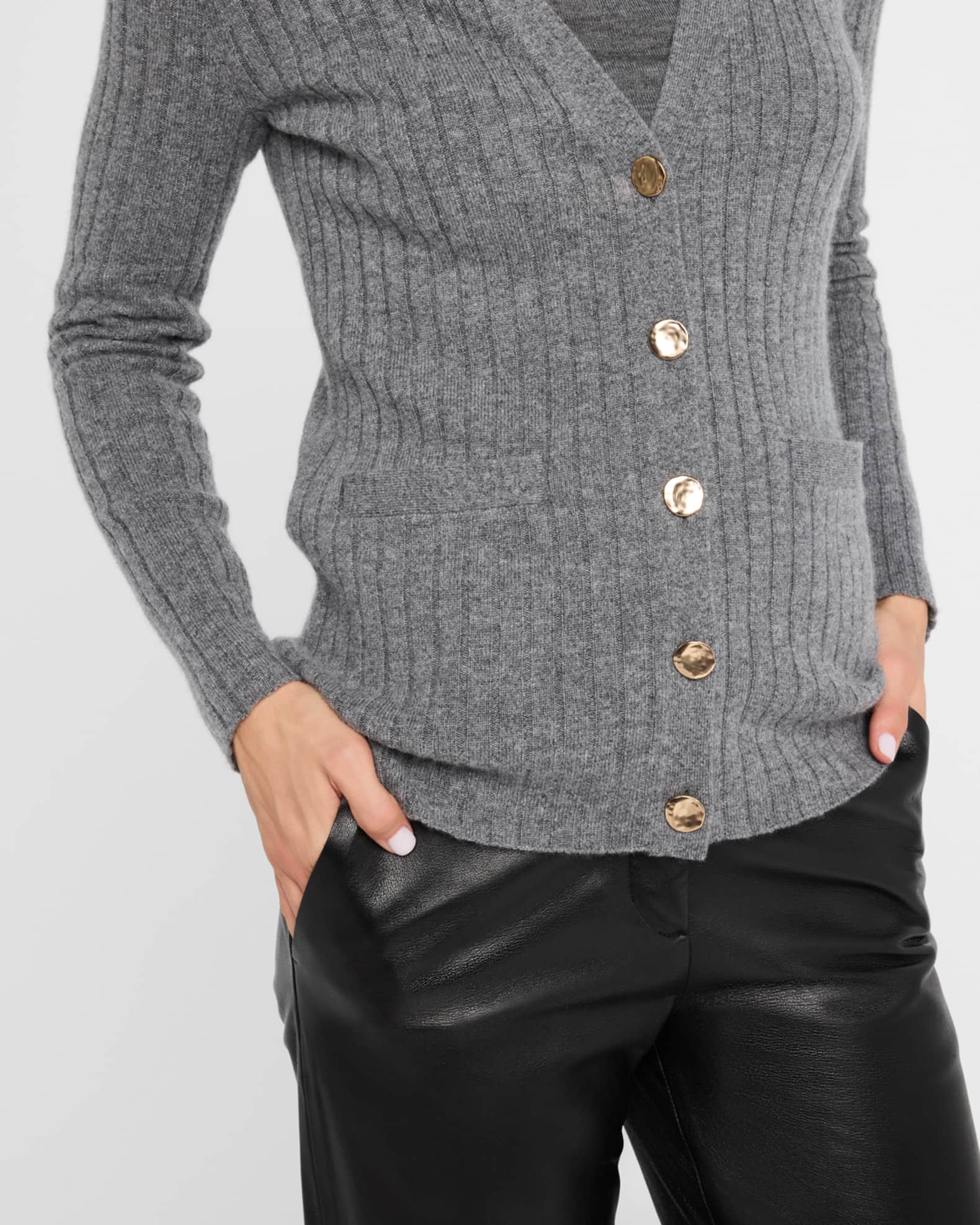 Cashmere Ribbed Button Down Cardigan