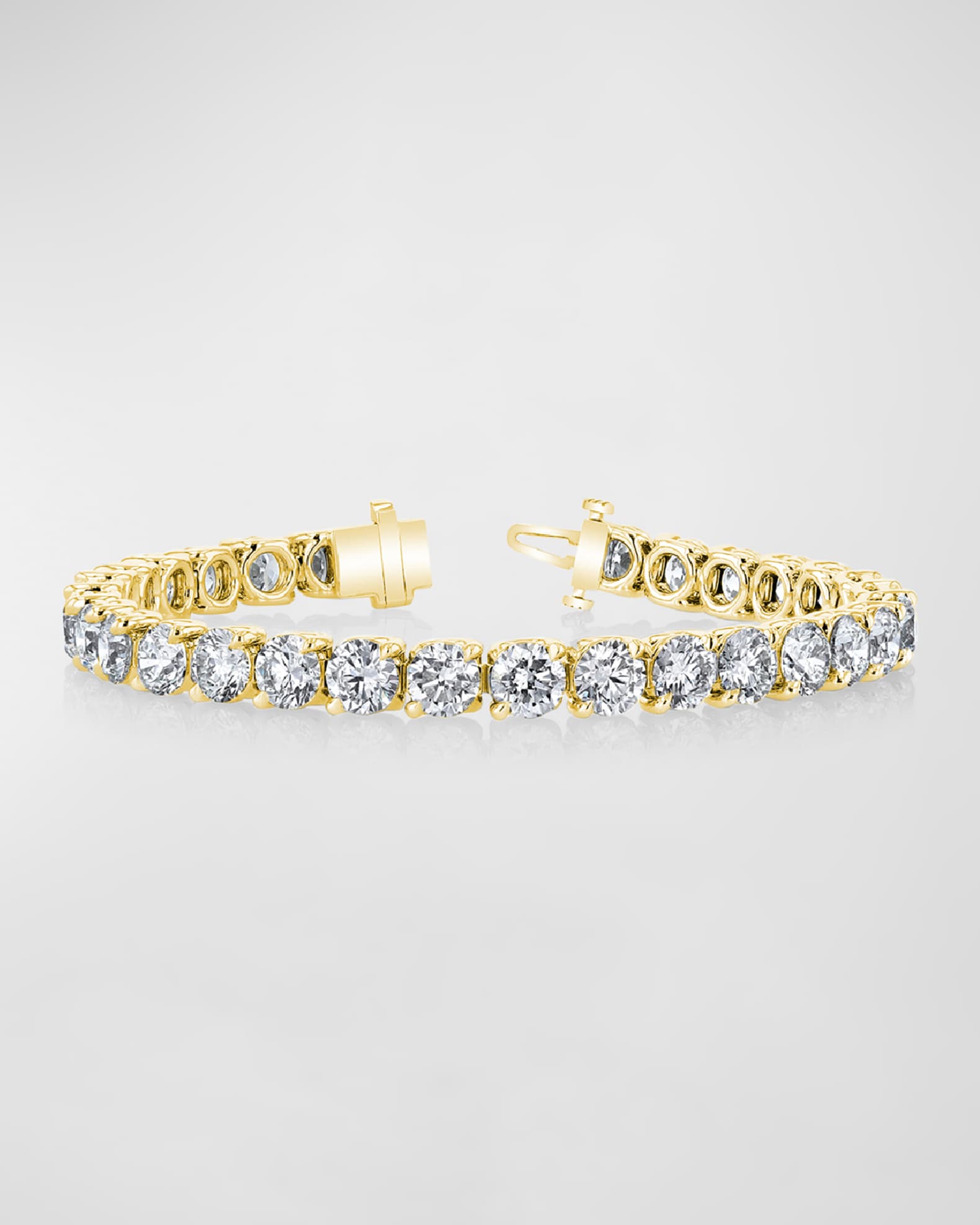 18K Gold Round-Cut Diamond Buttercup Tennis Bracelet, 5.75tcw, 7"L 0