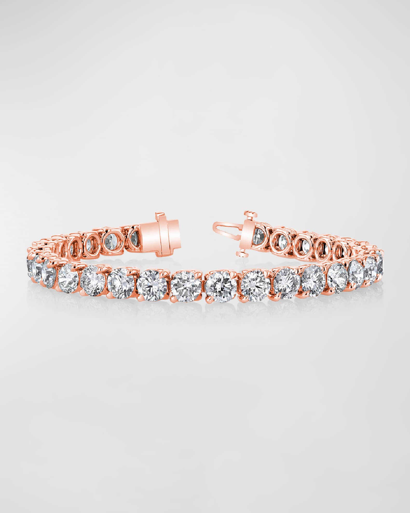 18K Gold Round-Cut Diamond Buttercup Tennis Bracelet, 8.00tcw, 7"L 0