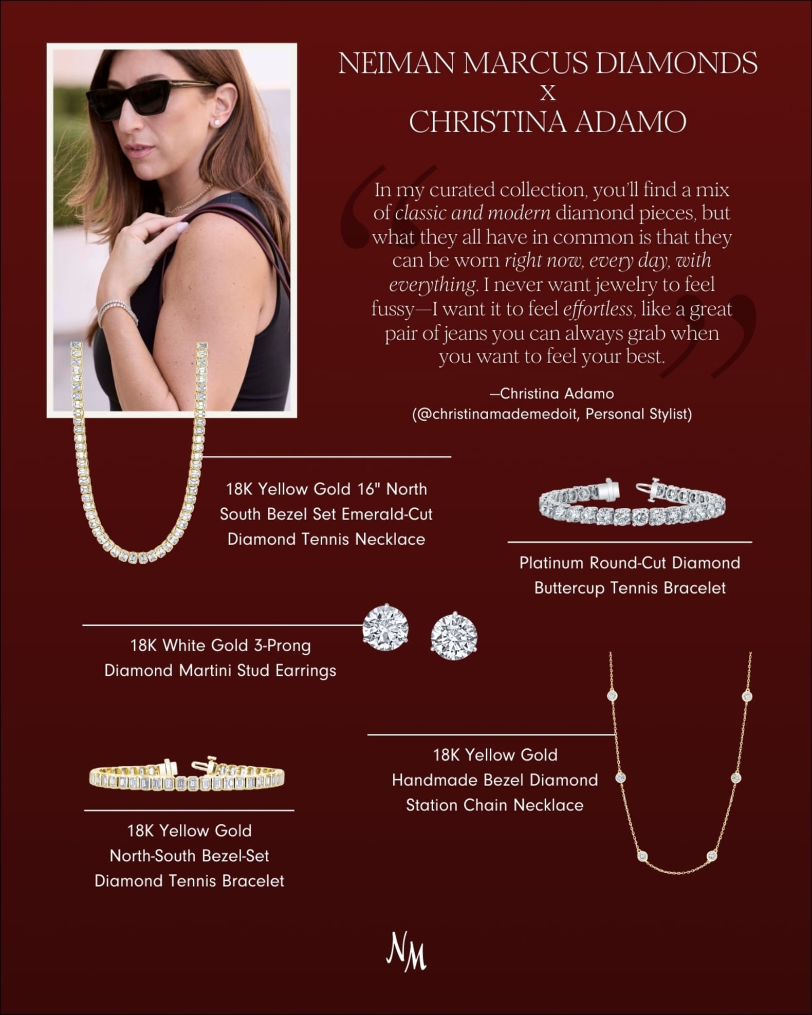 x Christina Adamo Platinum Round-Cut Diamond Buttercup Tennis Bracelet, 8.00tcw, 7"L 1