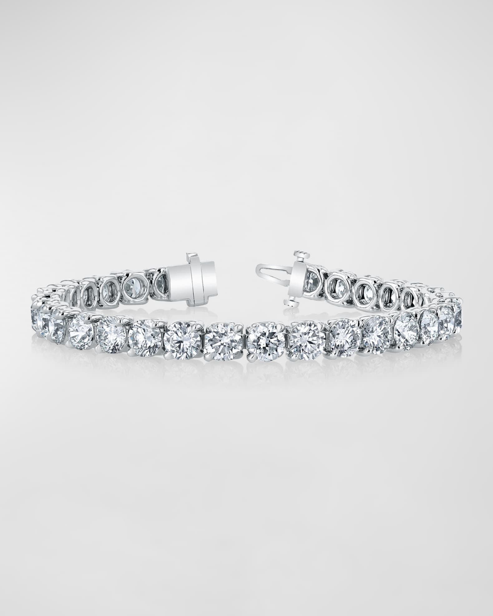Platinum Round-Cut Diamond Buttercup Tennis Bracelet, 9.00tcw, 7"L 0