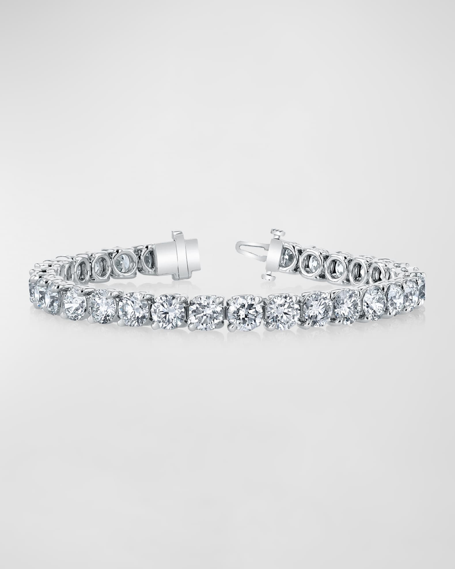 Platinum Round-Cut Diamond Buttercup Tennis Bracelet, 10.00tcw, 7"L 0