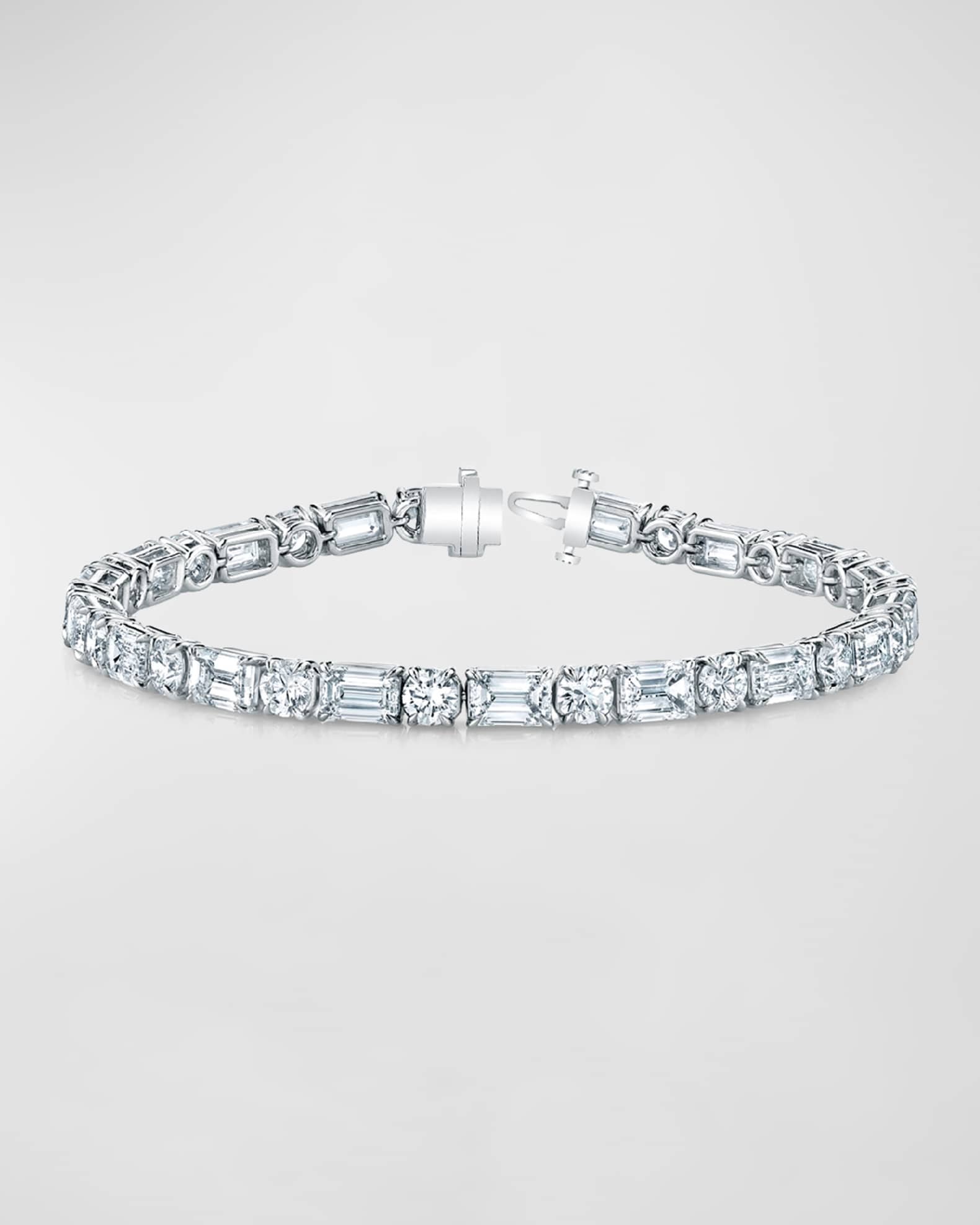 18K Gold East-West Alternating Prong-Set Diamond Bracelet, 7.00tcw, 7"L 0
