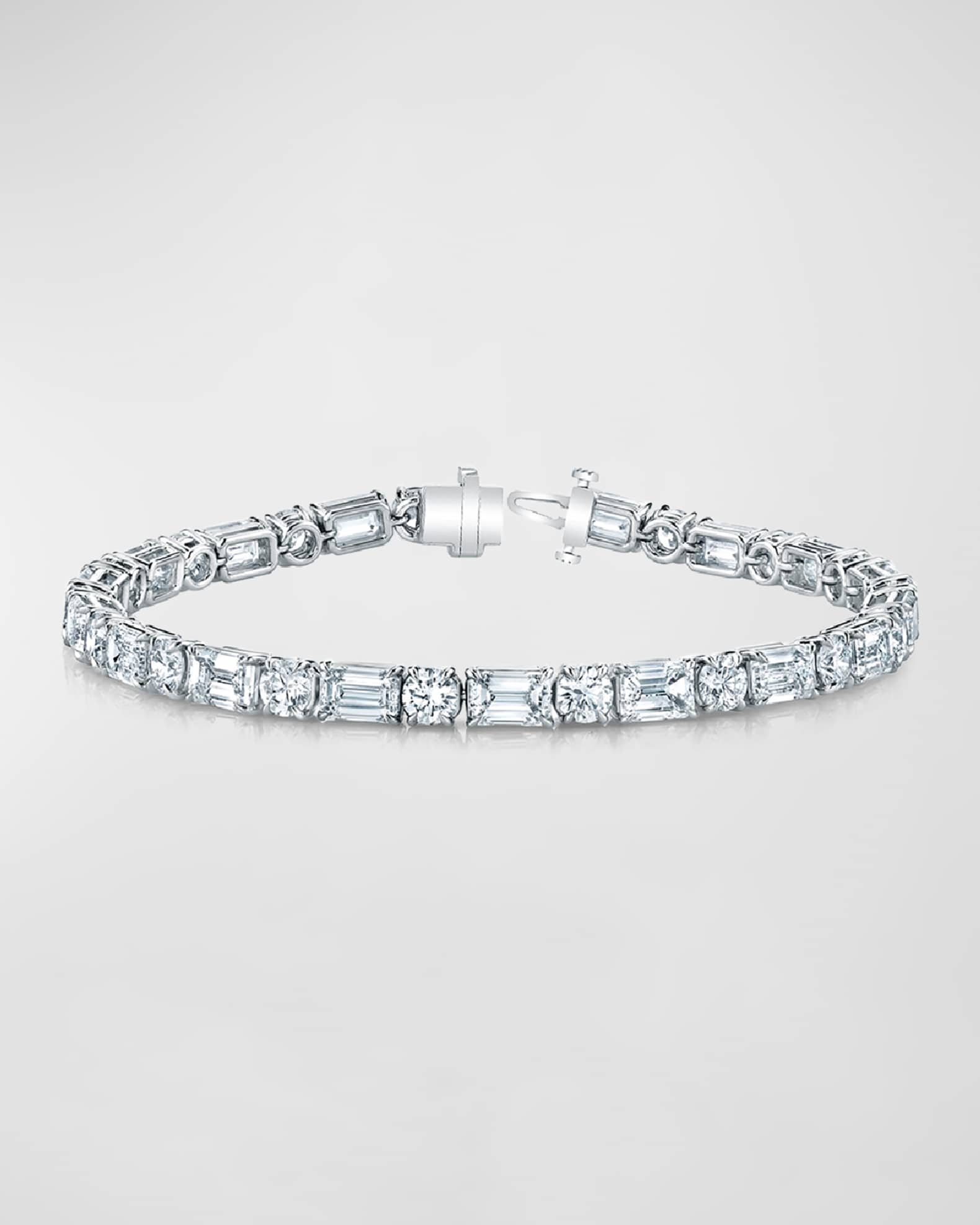 Platinum East-West Alternating Prong-Set Diamond Bracelet 0
