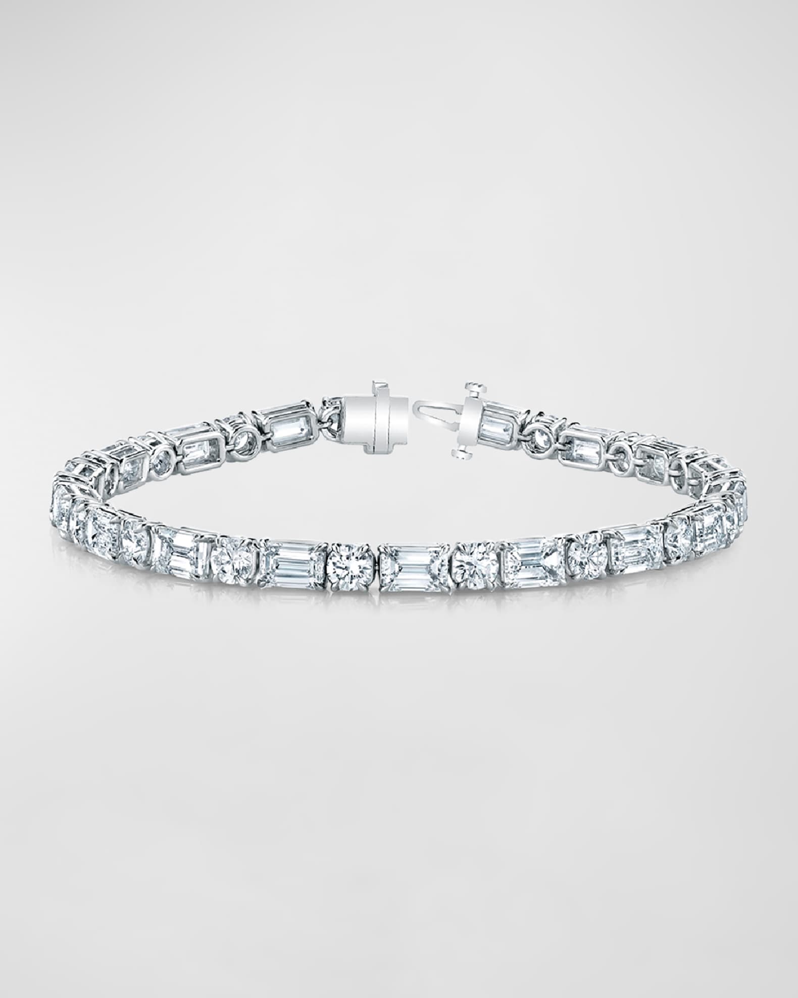 Platinum East-West Alternating Prong-Set Diamond Bracelet 0