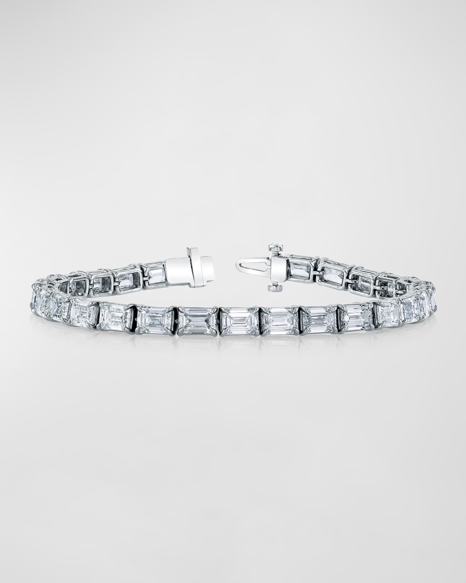 Platinum East-West Prong-Set Diamond Tennis Bracelet, 7.05tcw, 7"L 0