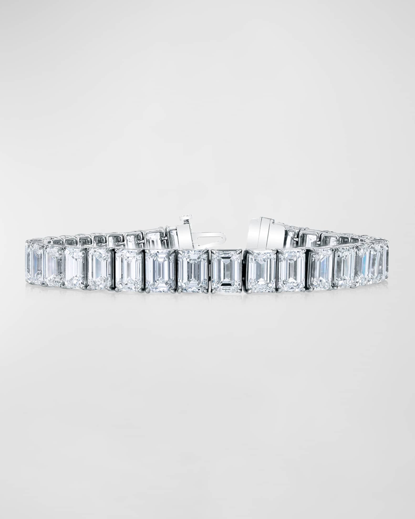 Platinum North-South Prong-Set Diamond Tennis Bracelet, 15.50tcw, 7"L 0