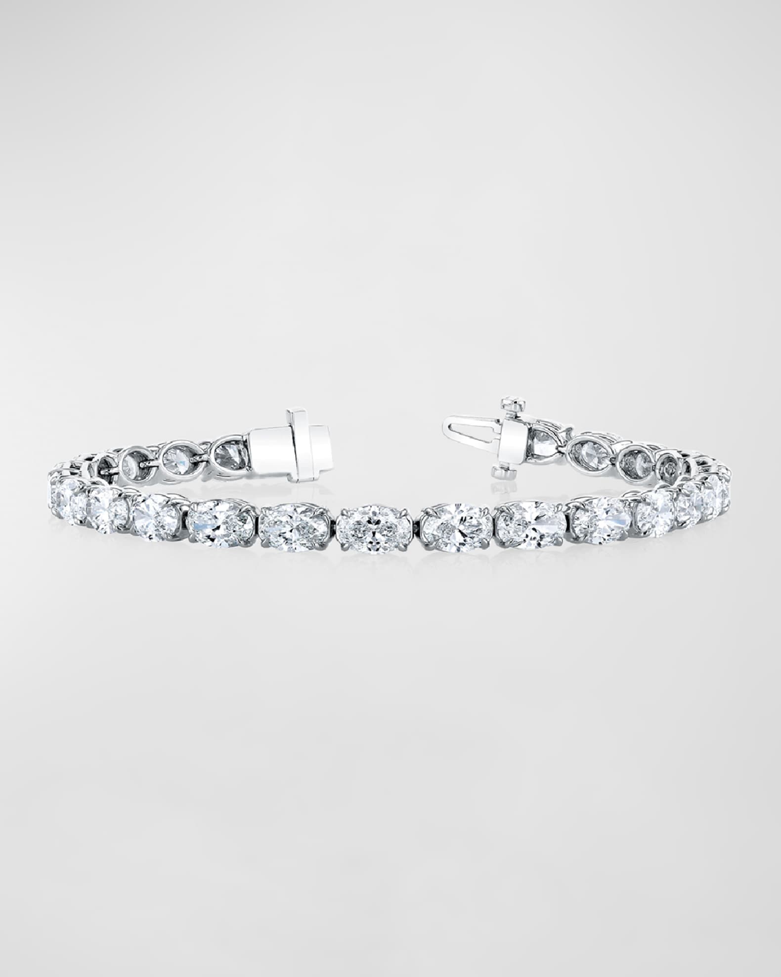 Platinum East-West Prong-Set Diamond Tennis Bracelet, 7.40tcw, 7"L 0