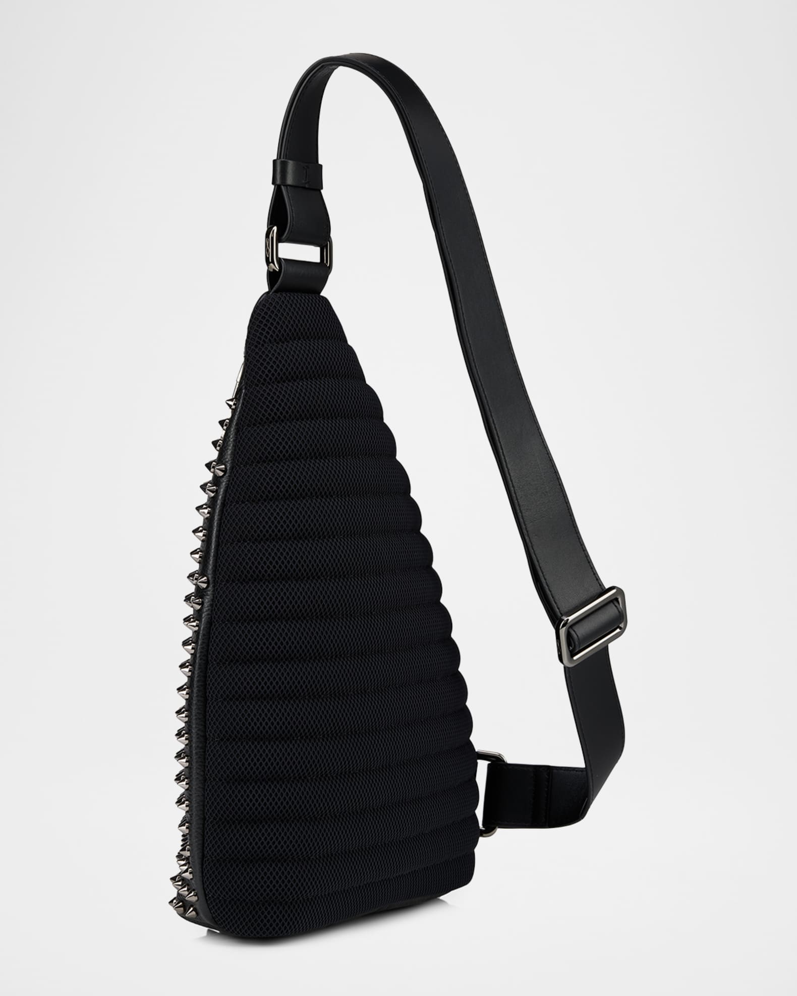 【Christian Louboutin】ラインストーンリボンバックストラップ Christian Louboutin Men's Funky Leather Empire Spikes Sling Bag