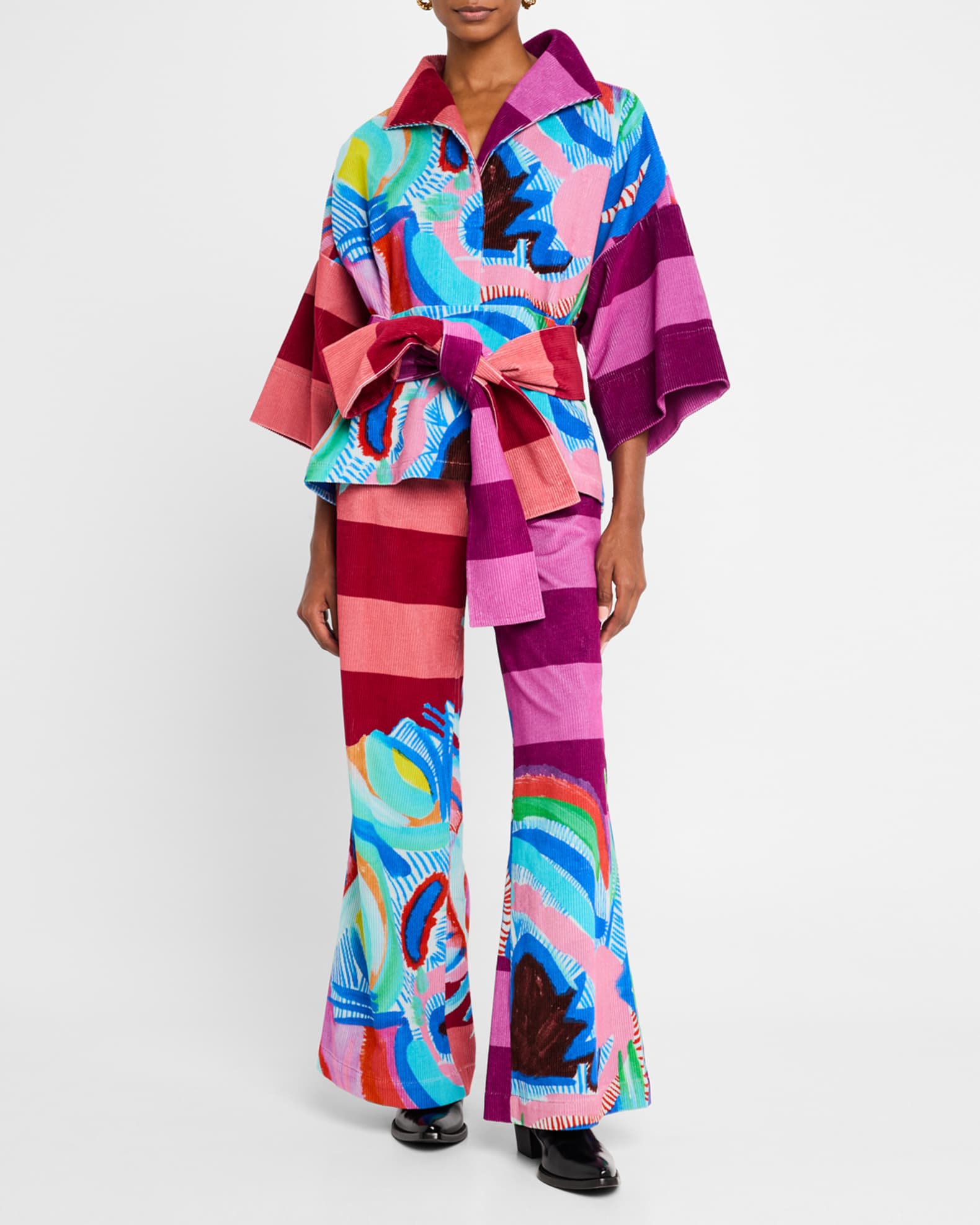 Claudia Corduroy Belted Fantasia Blouse 1