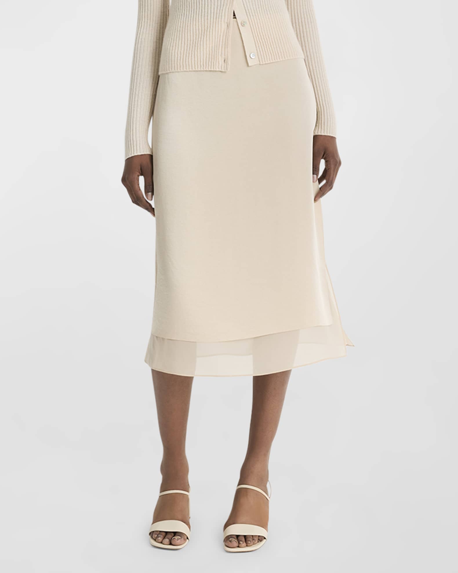 Double Side Slit Straight Layered Skirt