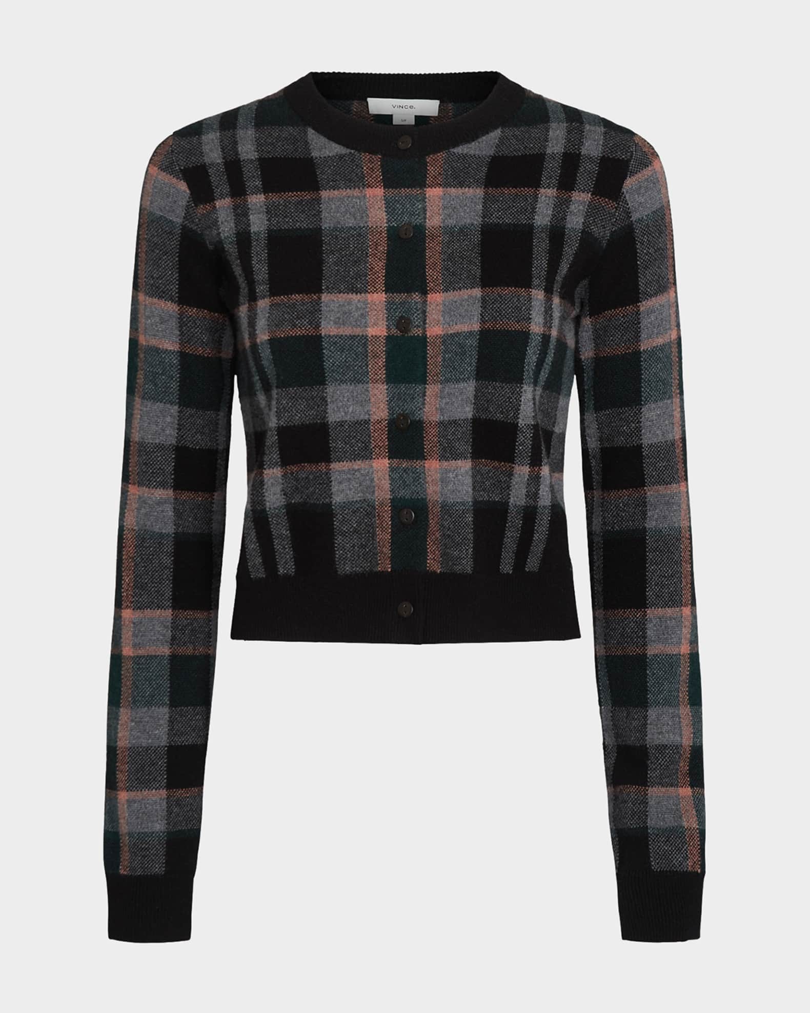 Vince Women s Cashmere Plaid Cardigan