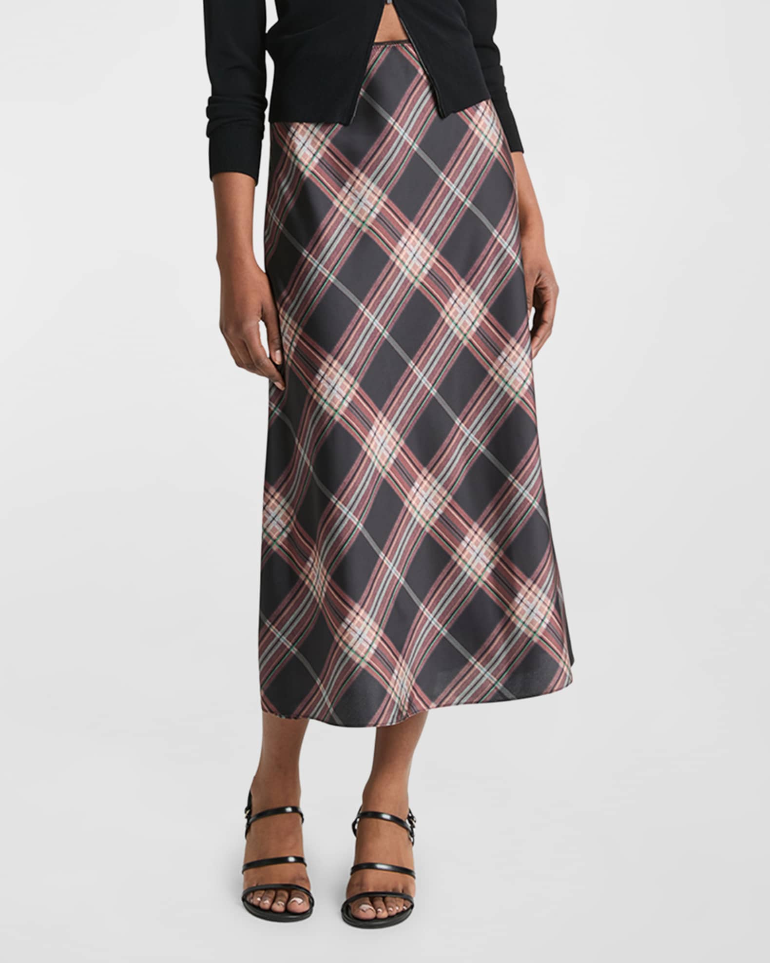 Vince Plaid Midi Slip Skirt Neiman Marcus