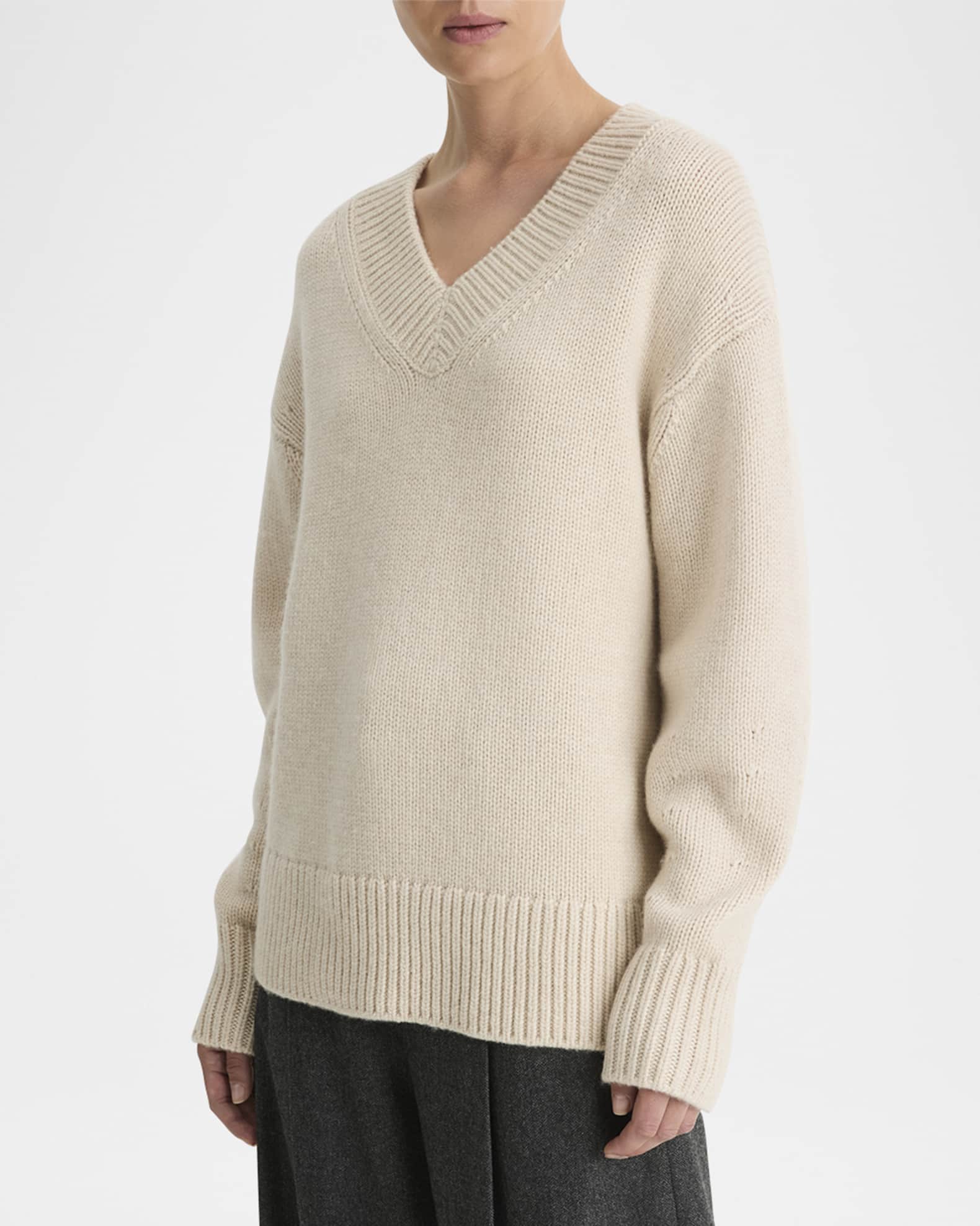 Drop Shoulder V Neck Sweater