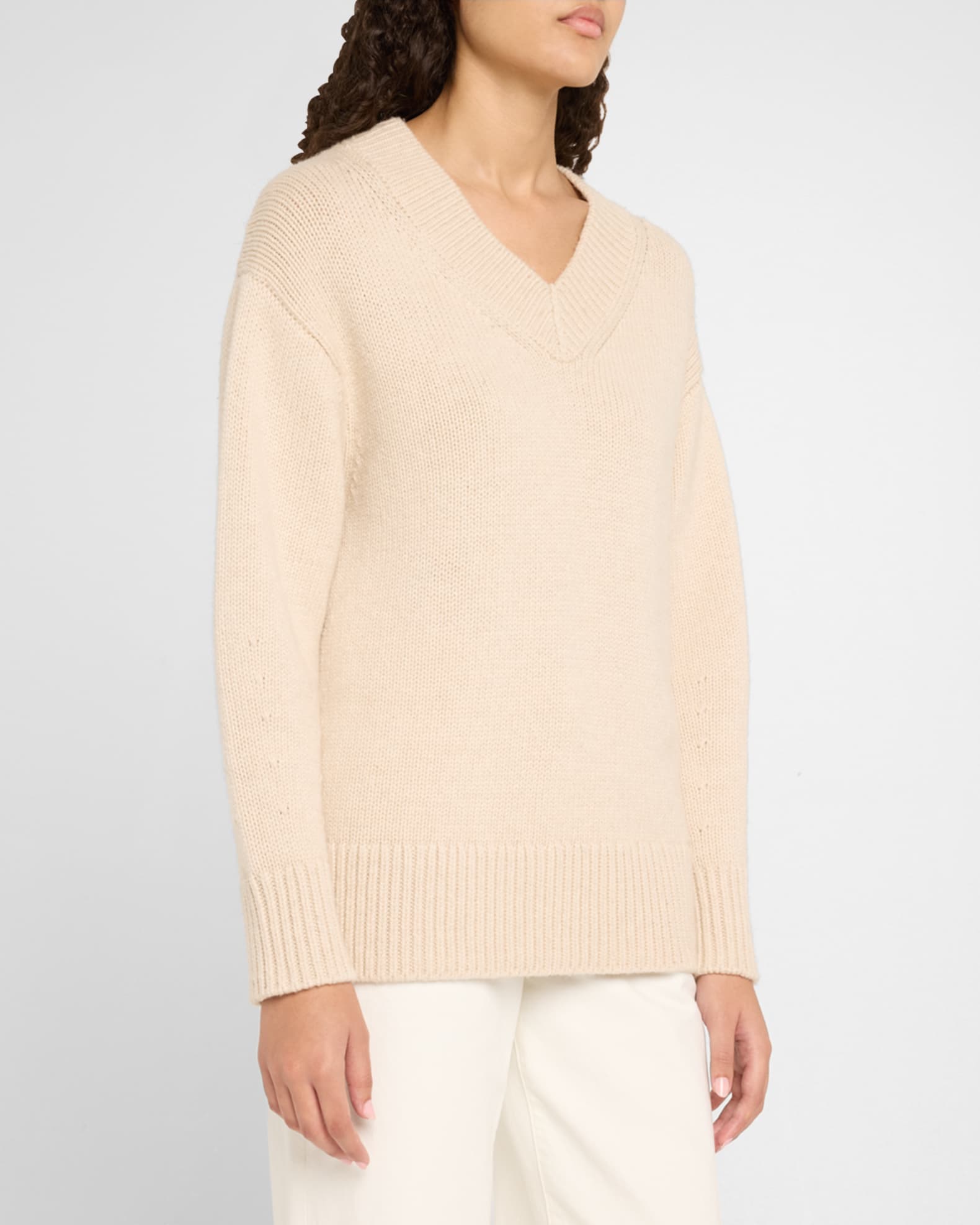Drop Shoulder V Neck Sweater