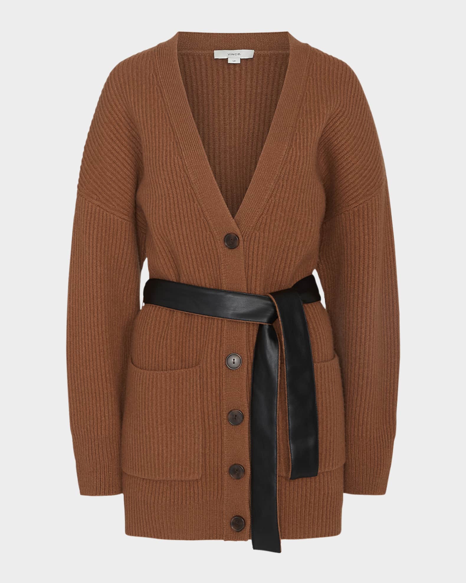 Vince belted wool cardigan coat store