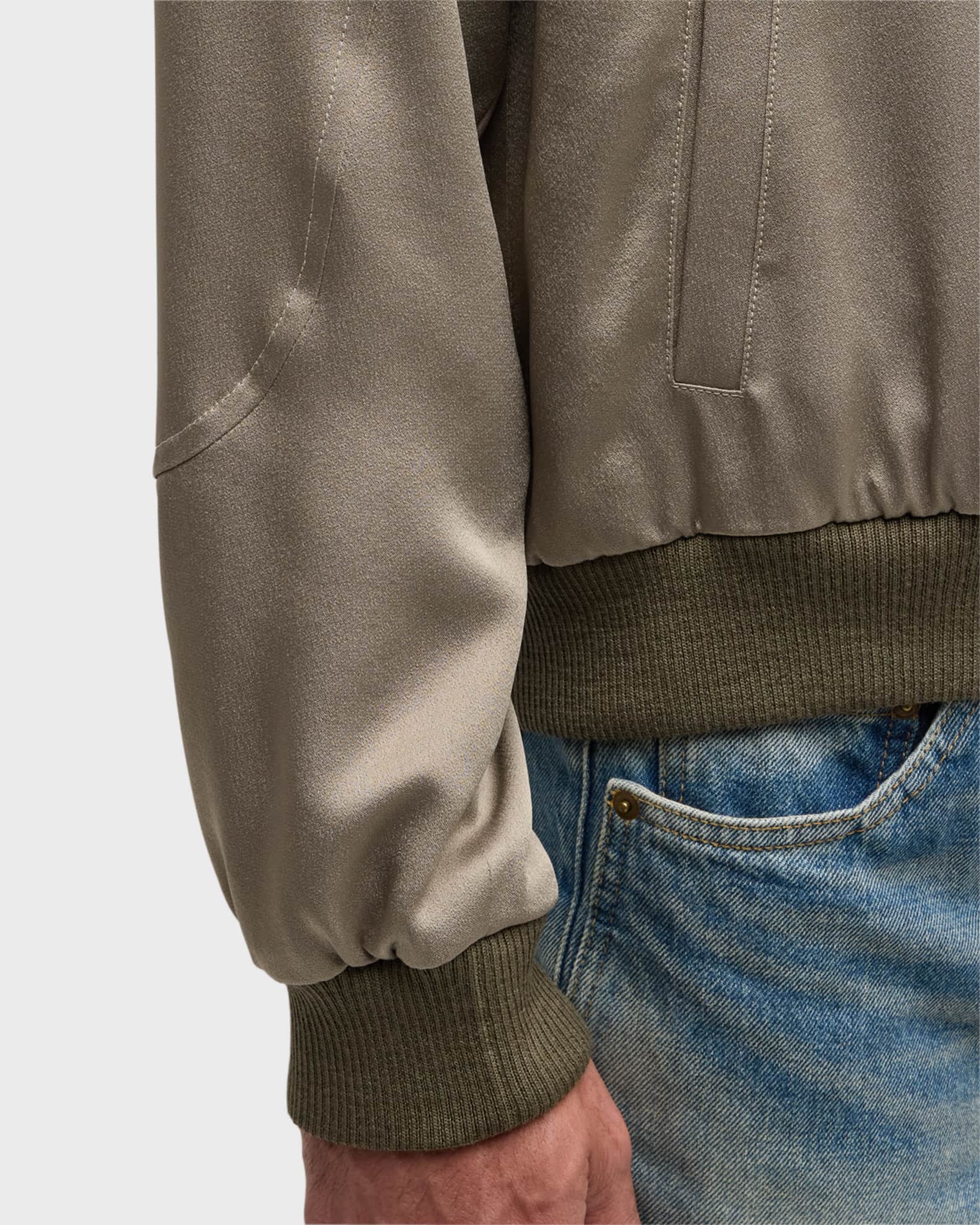 Saint Laurent Men's Satin Teddy Jacket | Neiman Marcus