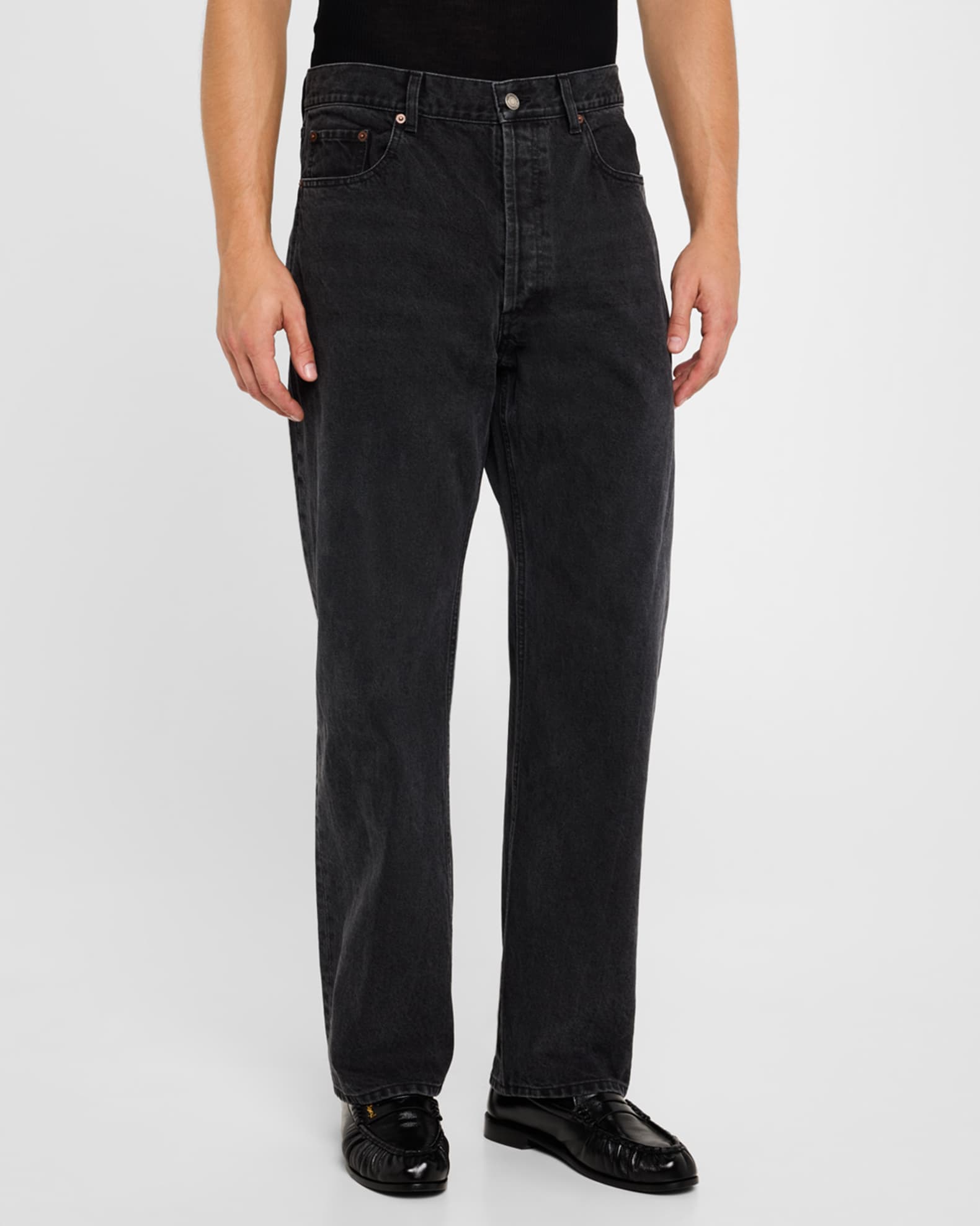Saint Laurent Men's Loose-Fit Faded Denim Jeans | Neiman Marcus
